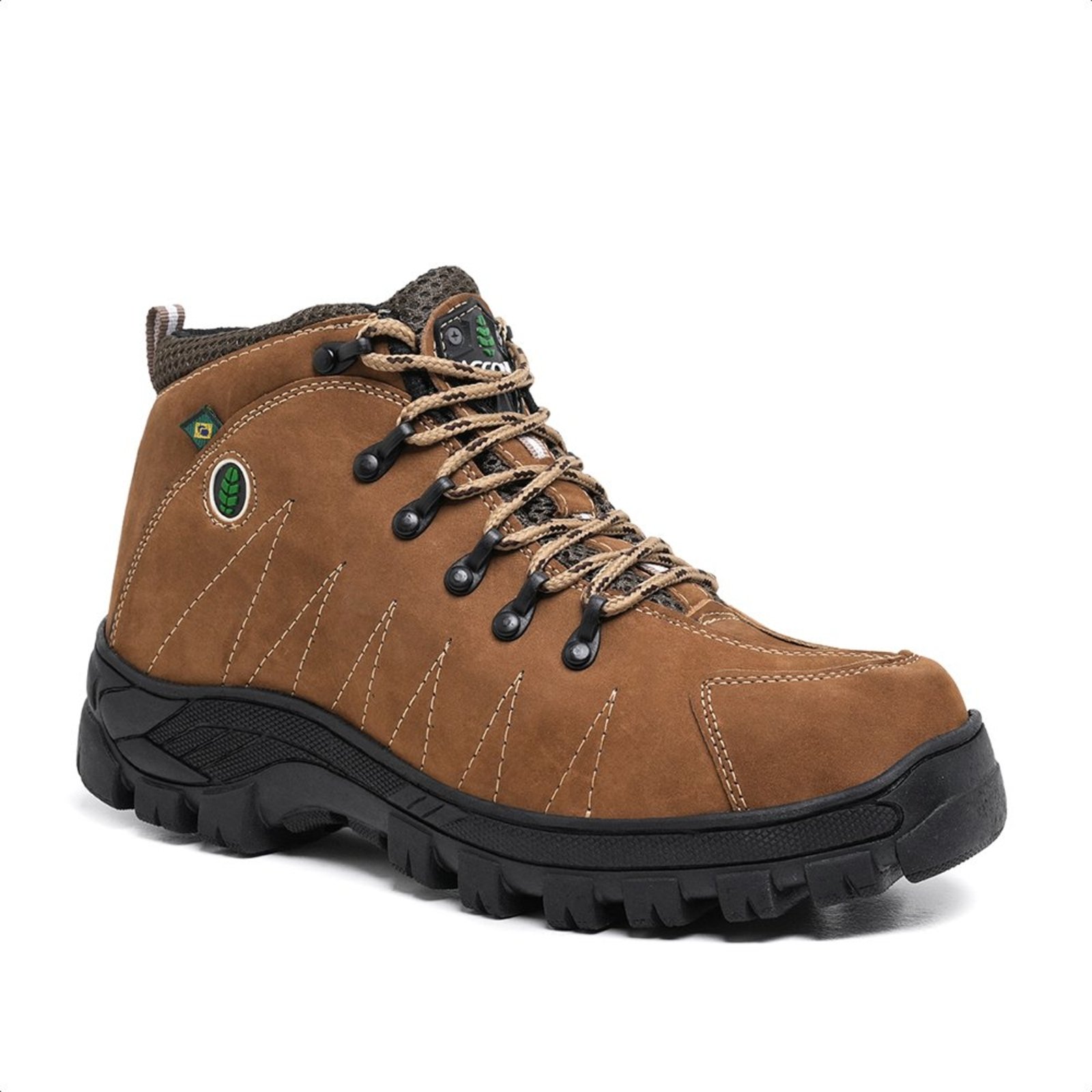 Coturno Adventure Accona Em Couro Legítimo Nobuck Castor 6000NC