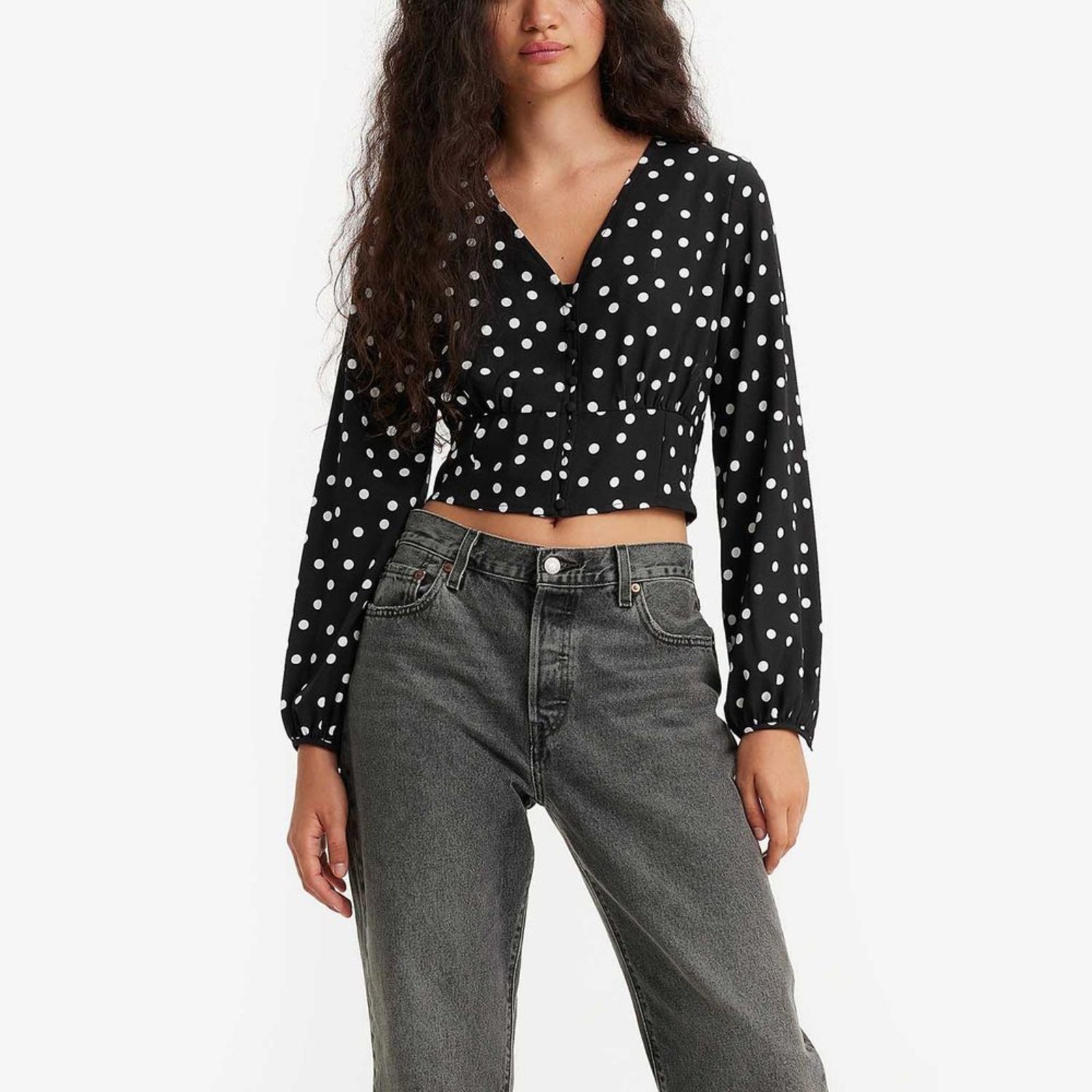 Blusa Levi’s Tamara Blouse Preta Com Estampa Manga Longa