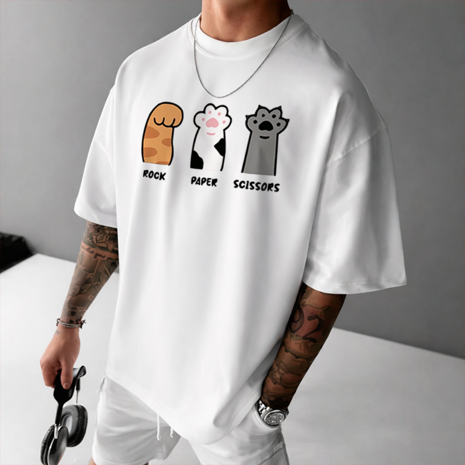 Camiseta Oversized Cat Lover Meme Fofo Unissex Branco