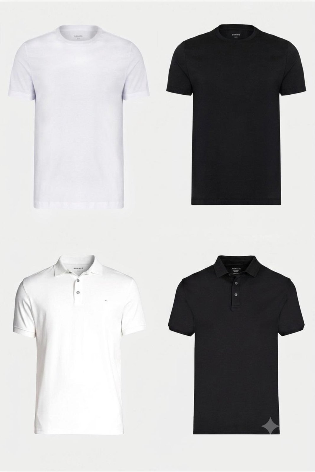 Kit Aramis Preto & Branco (2 Polos + 2 Camisetas)