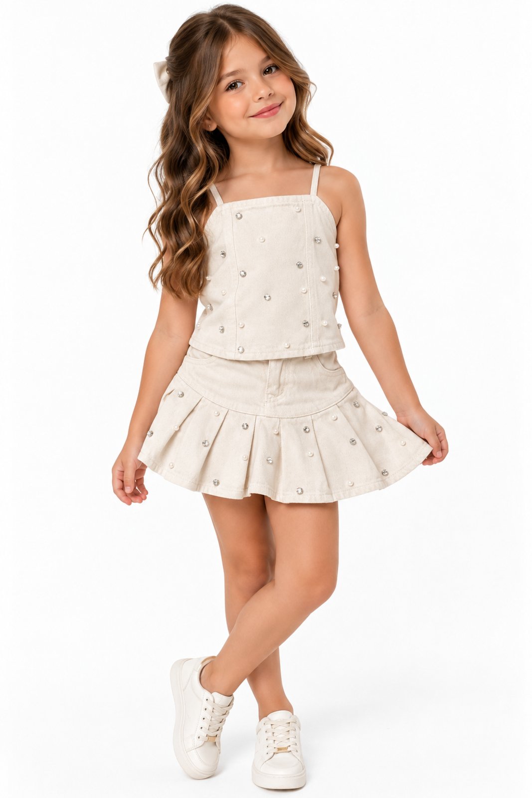 Infantil - Conjunto Blusa de Alças e Saia D Bell Outlet Fashion
