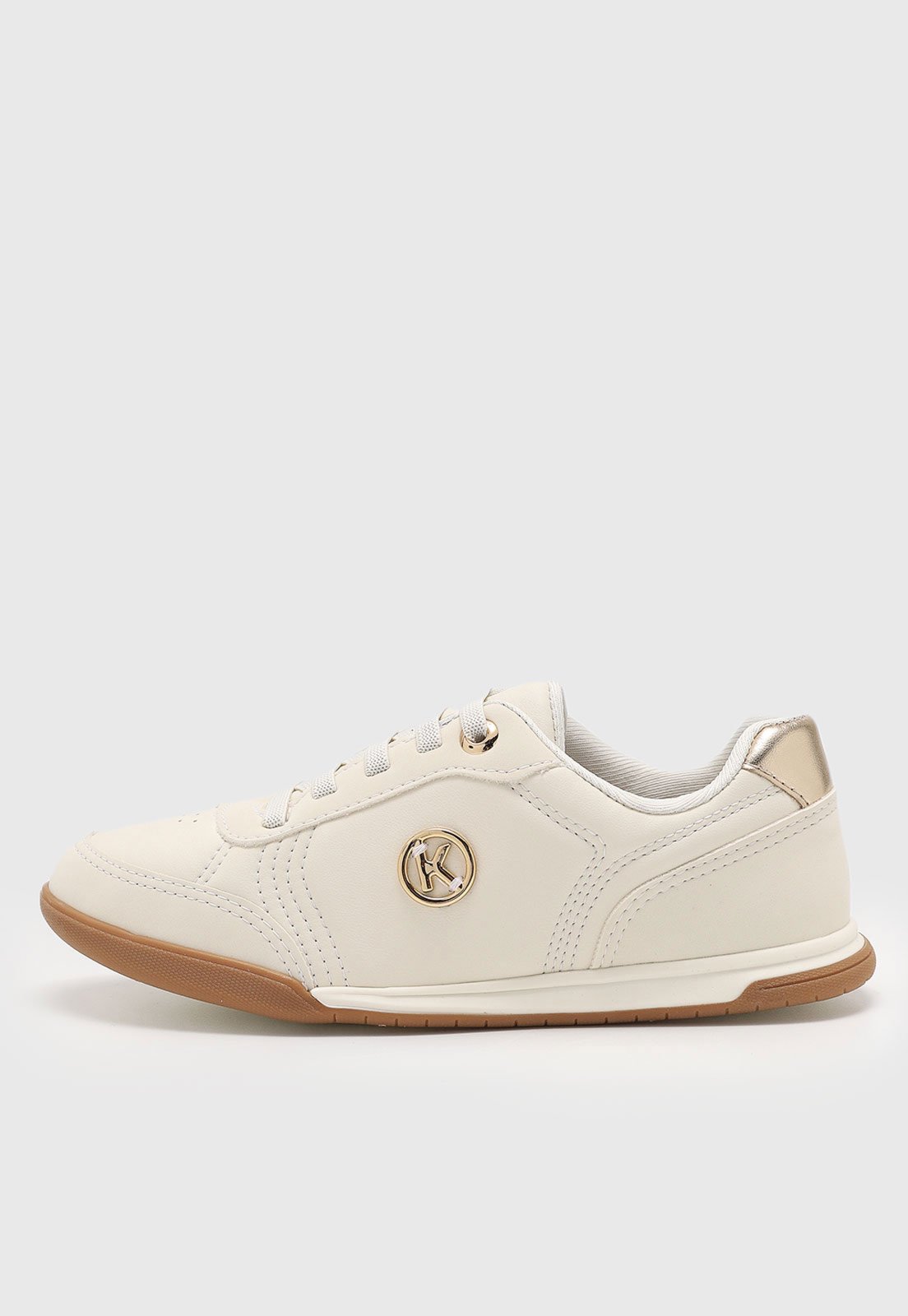Tênis Feminino Kolosh Detalhe Dourado Off-White