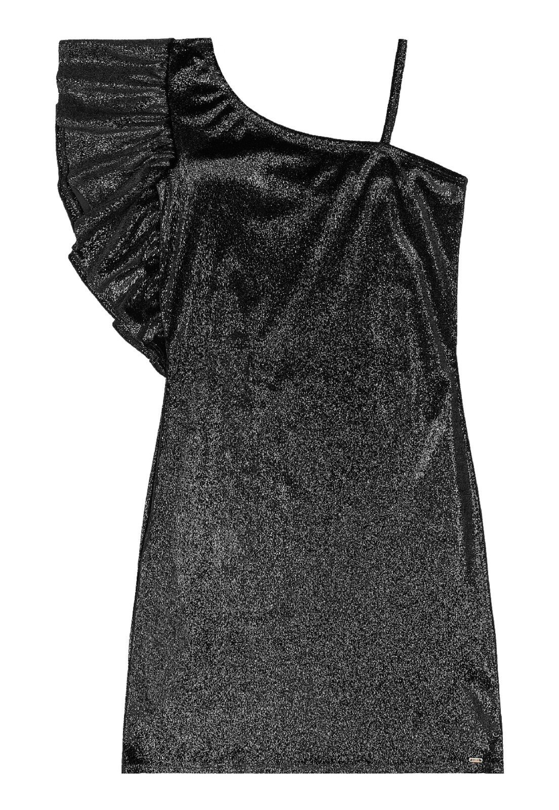 Vista 3 Infantil - Vestido Brilhante Malha Veludo Gloss preto Gloss preto
