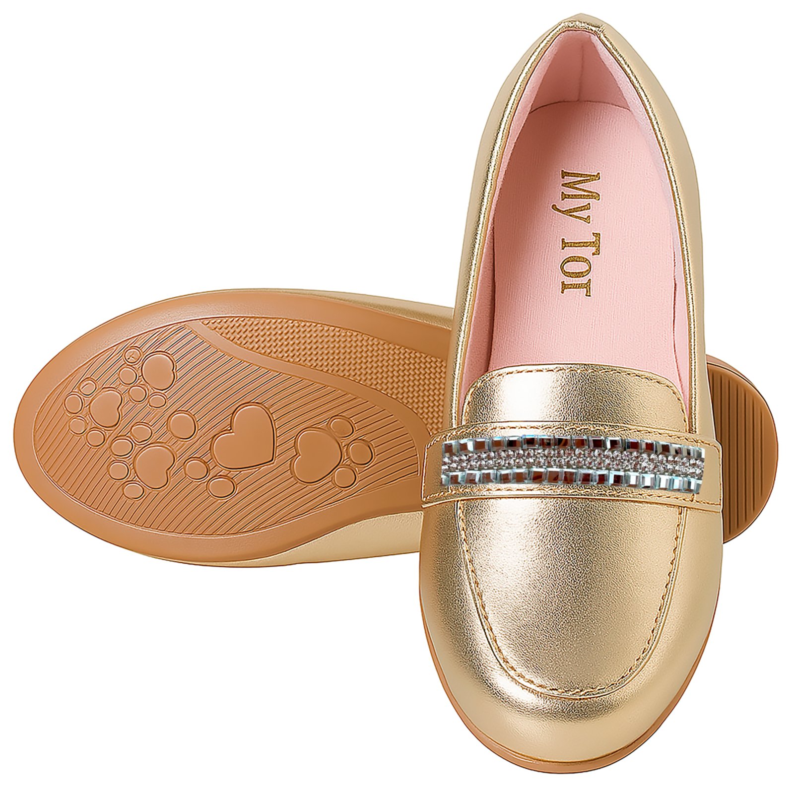 Infantil – Mocassim Feminino Juvenil Envernizado Estiloso Dourado Pepite