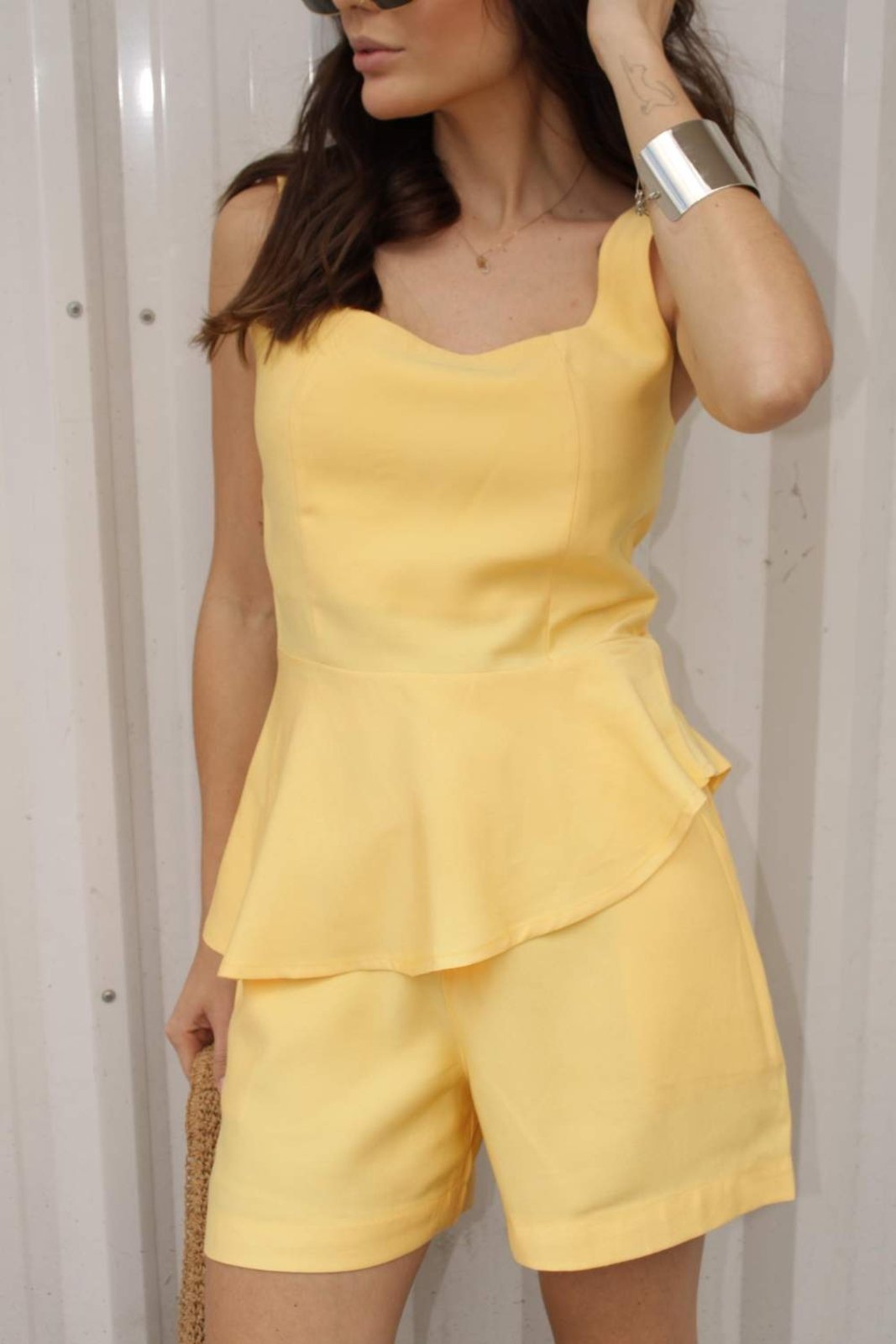 Short Vanibele Alfaiataria Amarelo Manteiga