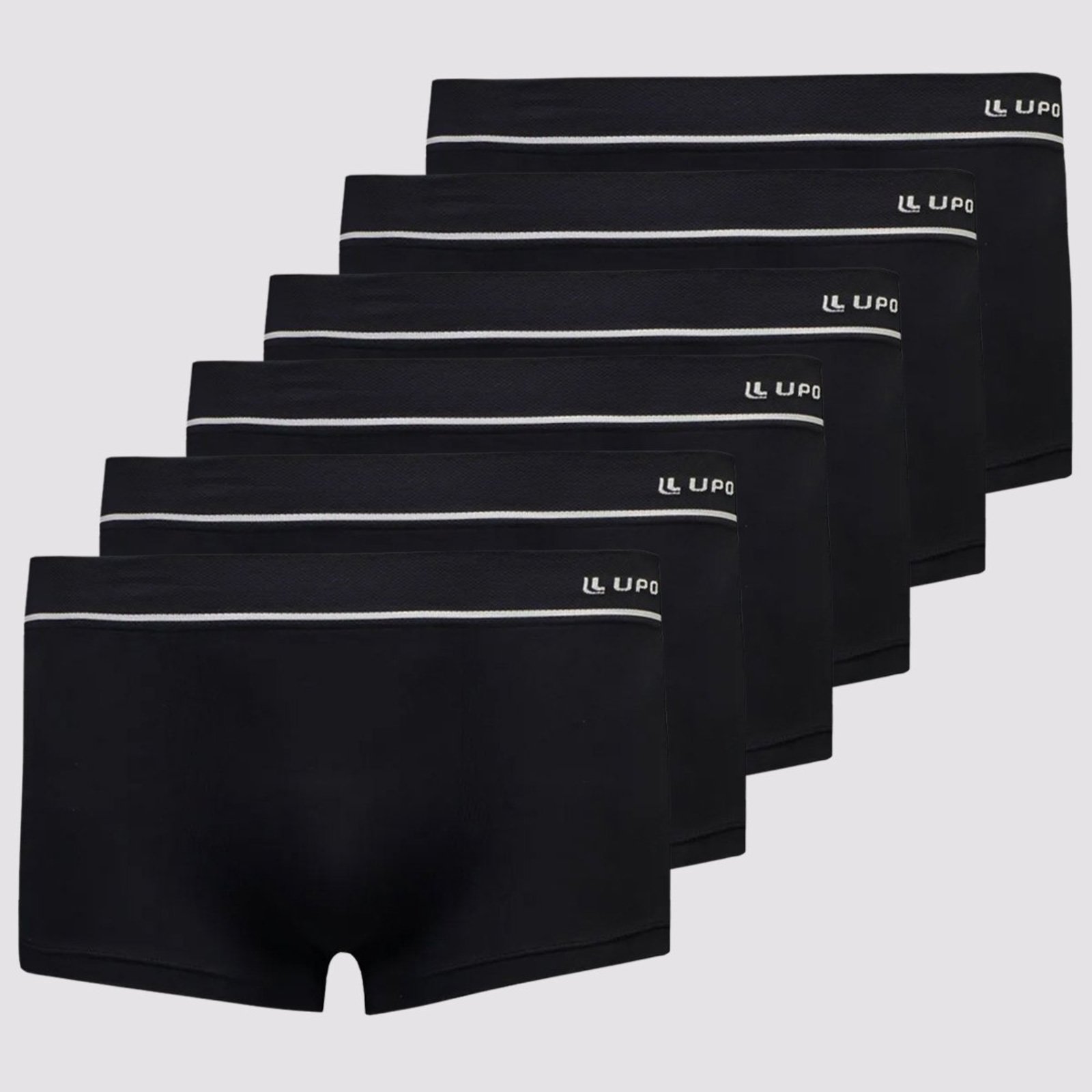 Kit de 6 Cuecas Lupo Microfibra Sem Custura Preta