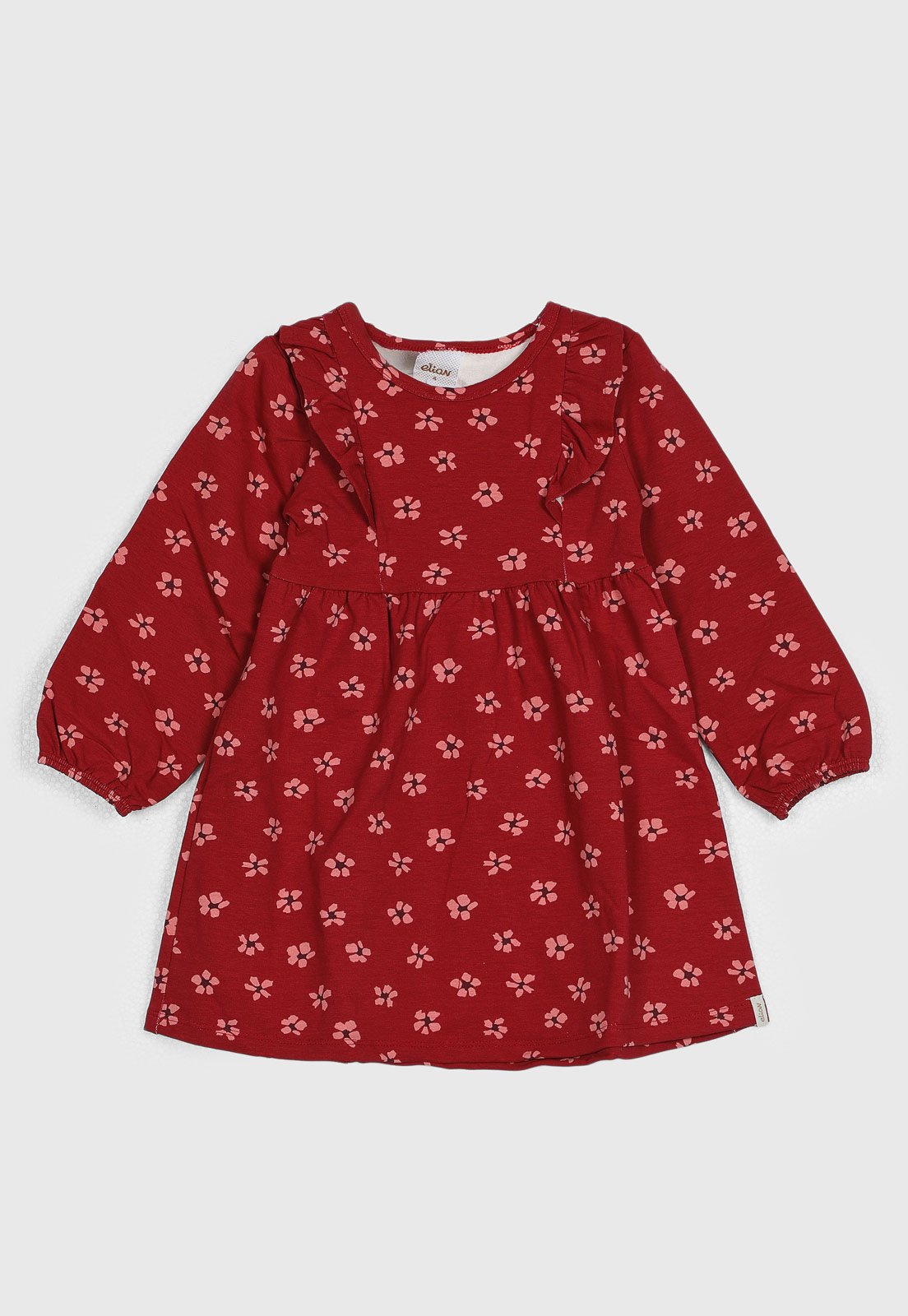 Infantil - Vestido Elian Floral Babados Vermelho