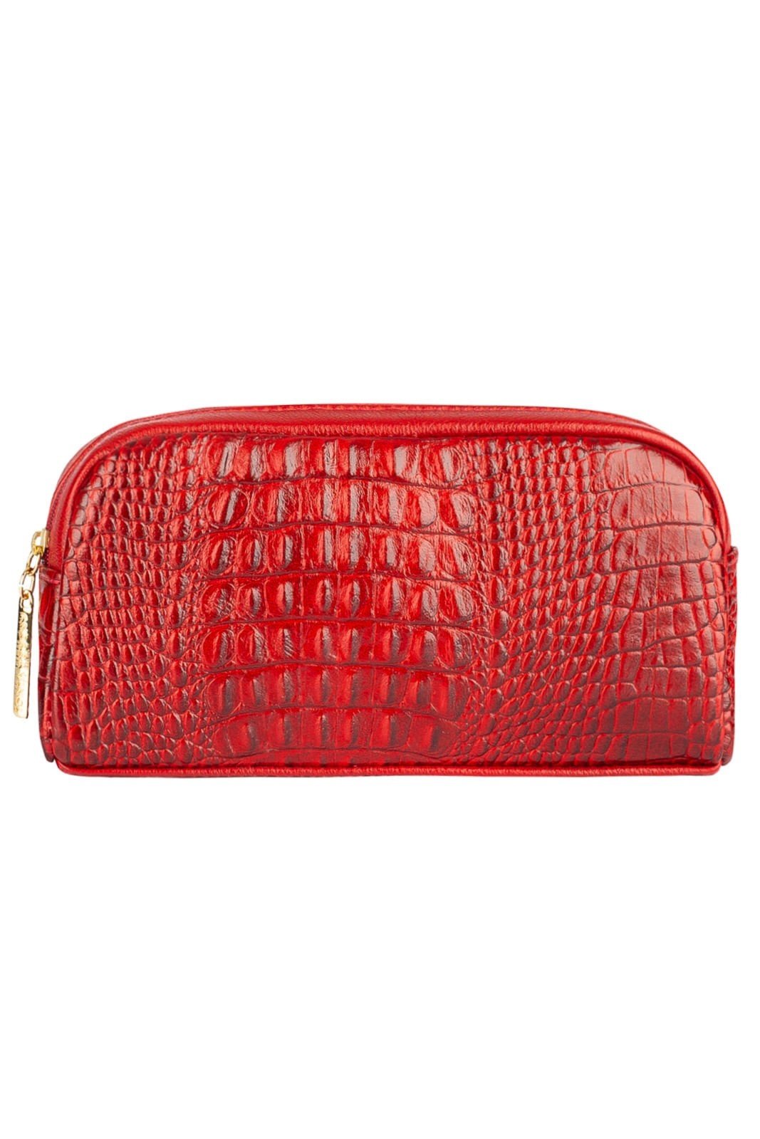 Necessaire de couro croco Adriana 12x23x6cm - Vermelho