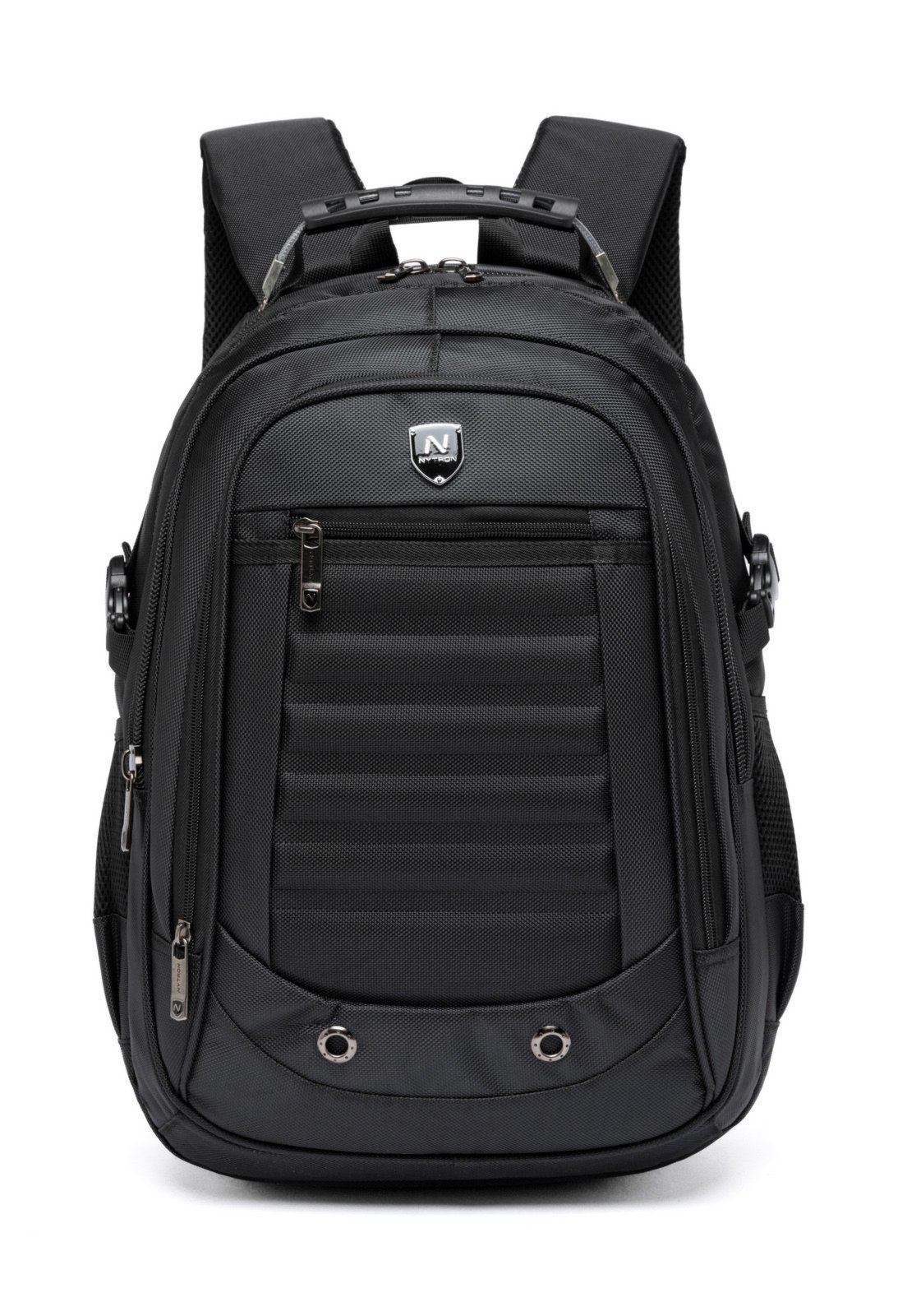 Vista 2 Mochila Casual Bolsa Resistente Masculina Notebook Trabalho Nytron preto Nytron preto