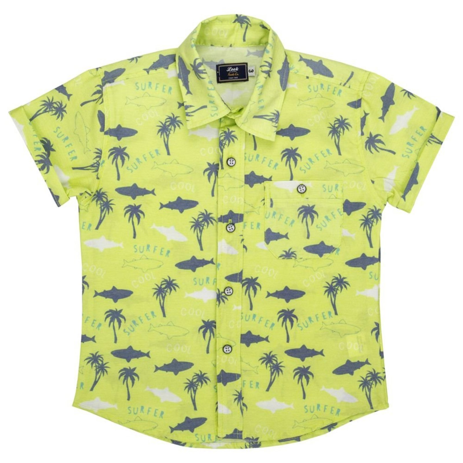 Infantil - Camisa Look Jeans Tricoline Verde