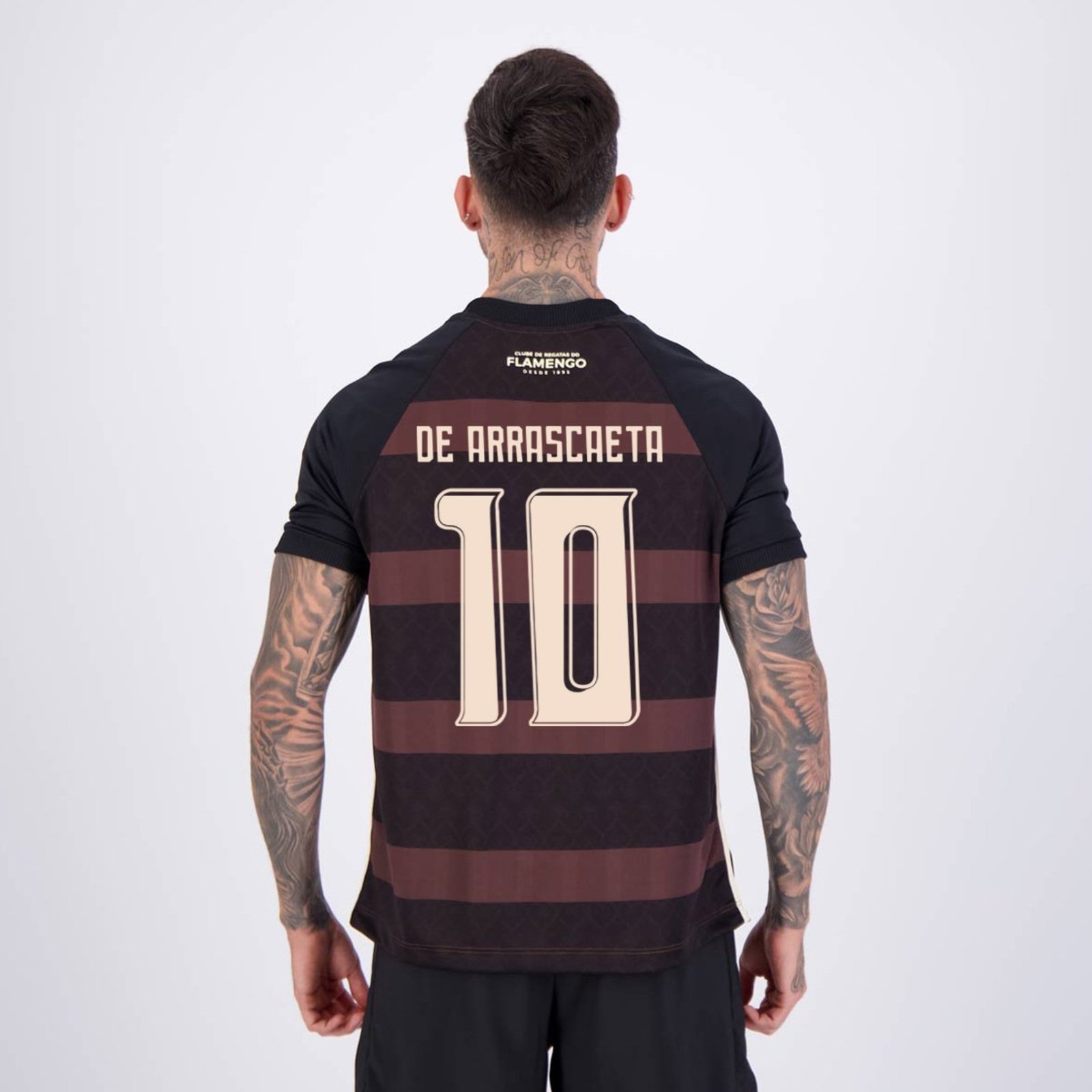 Camisa Flamengo Consciência Negra Diamante 10 De Arrascaeta Preta e Marrom