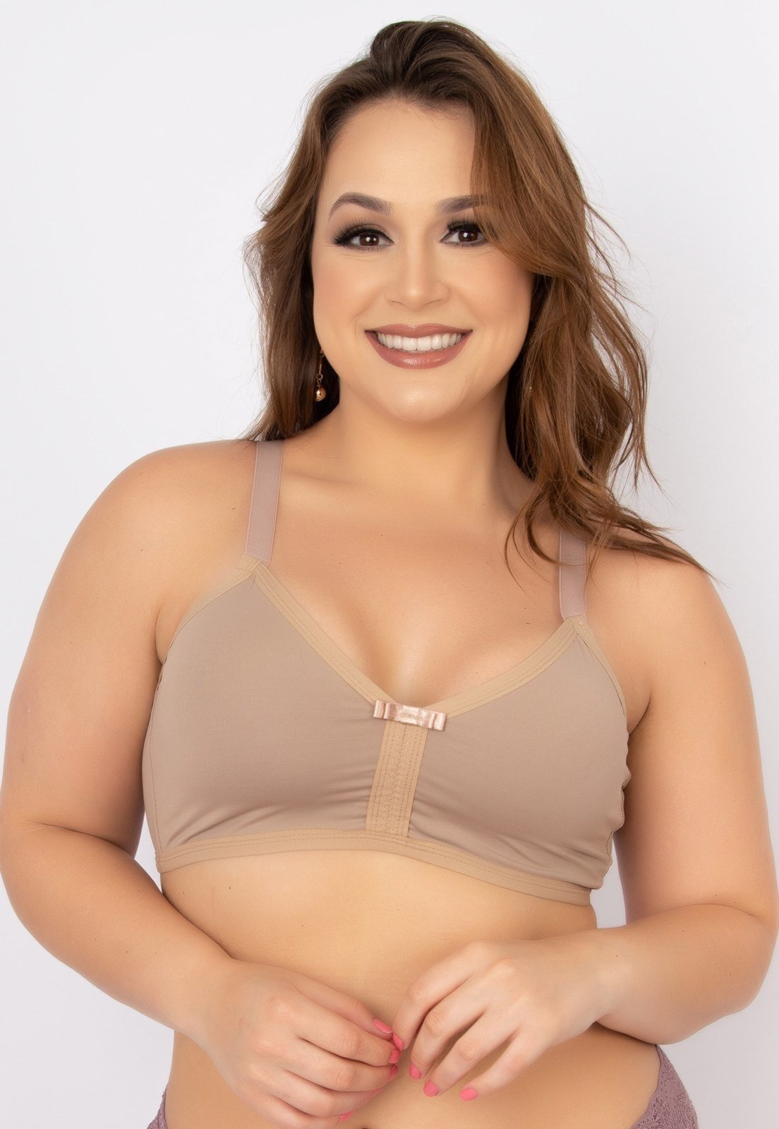 Soutien Plus Size Serra e Mar Modas Lingerie Sem Bojo Alça Reforçada Bege