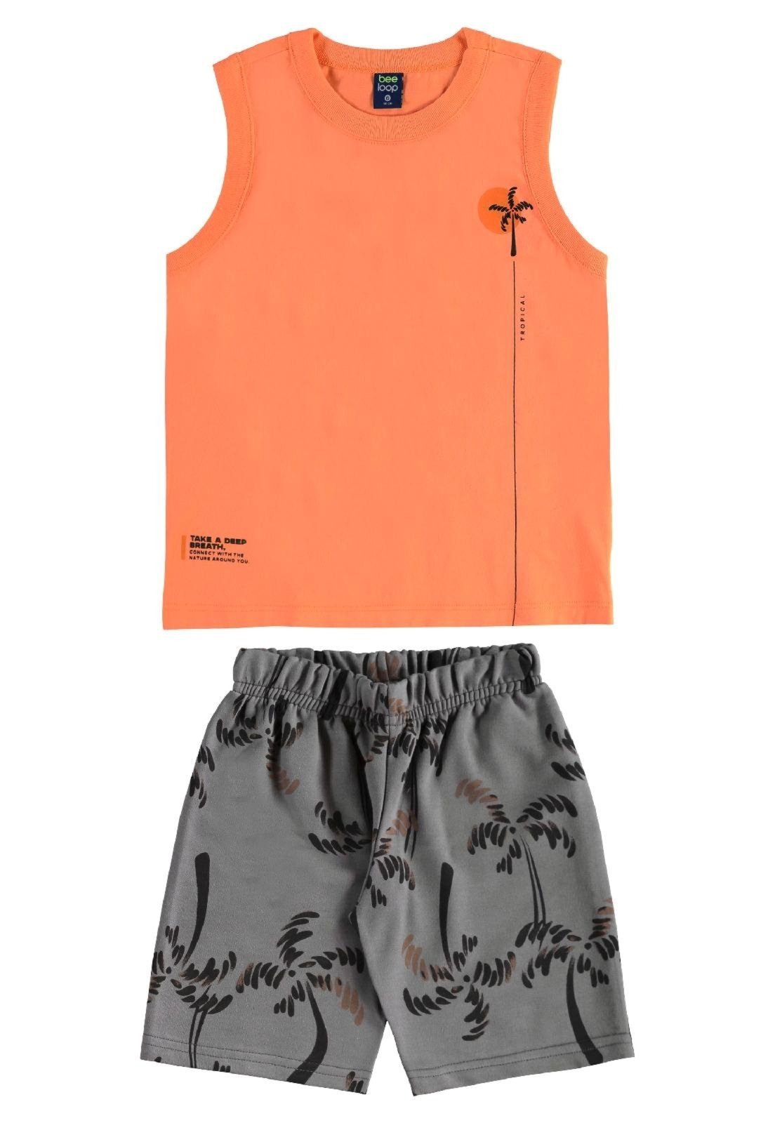 Infantil - Conjunto Regata Bermuda Tropical Bee Loop Laranja