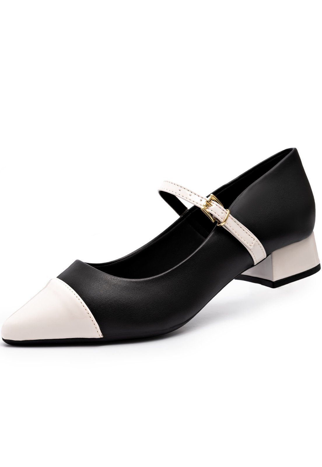 Vista 2 Sapato Feminino Lumiss Scarpin Boneca Mary Jane Bico Fino Off White off-white white LUMISS off-white white