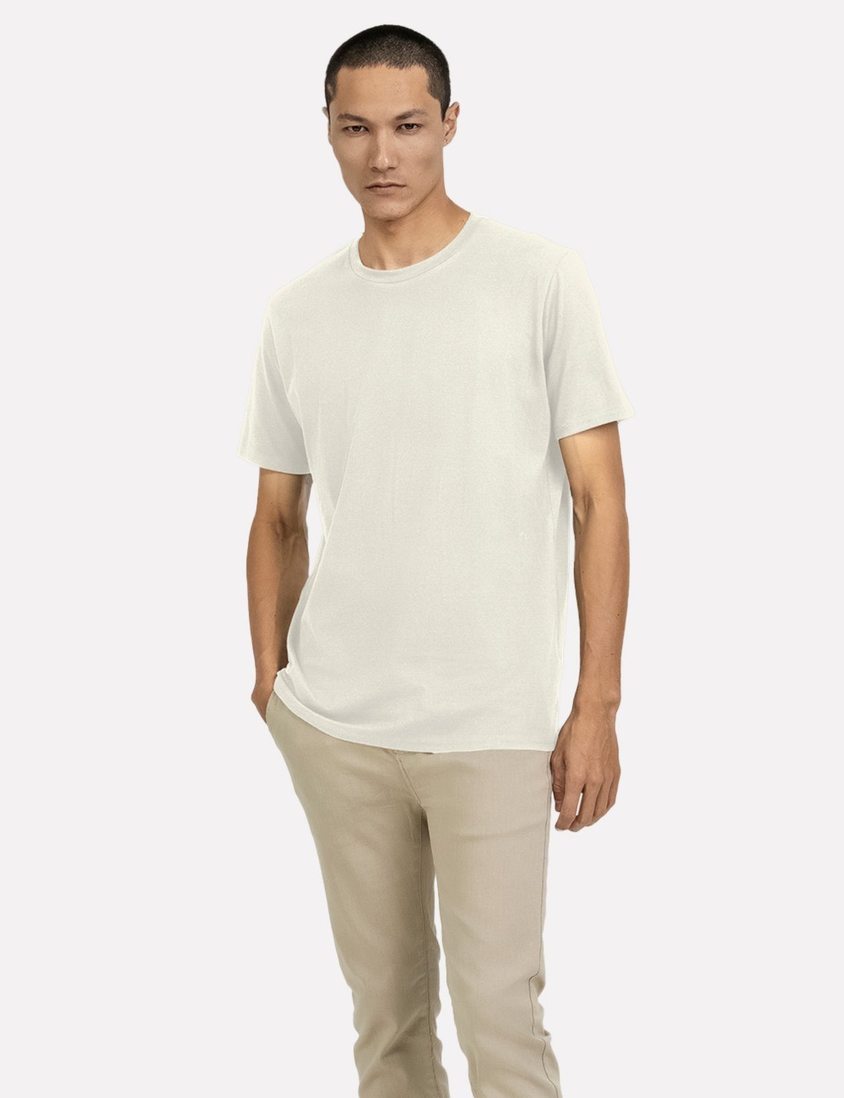 Camiseta K&J Black masculina Regular Fio Egípcio Flex Off White