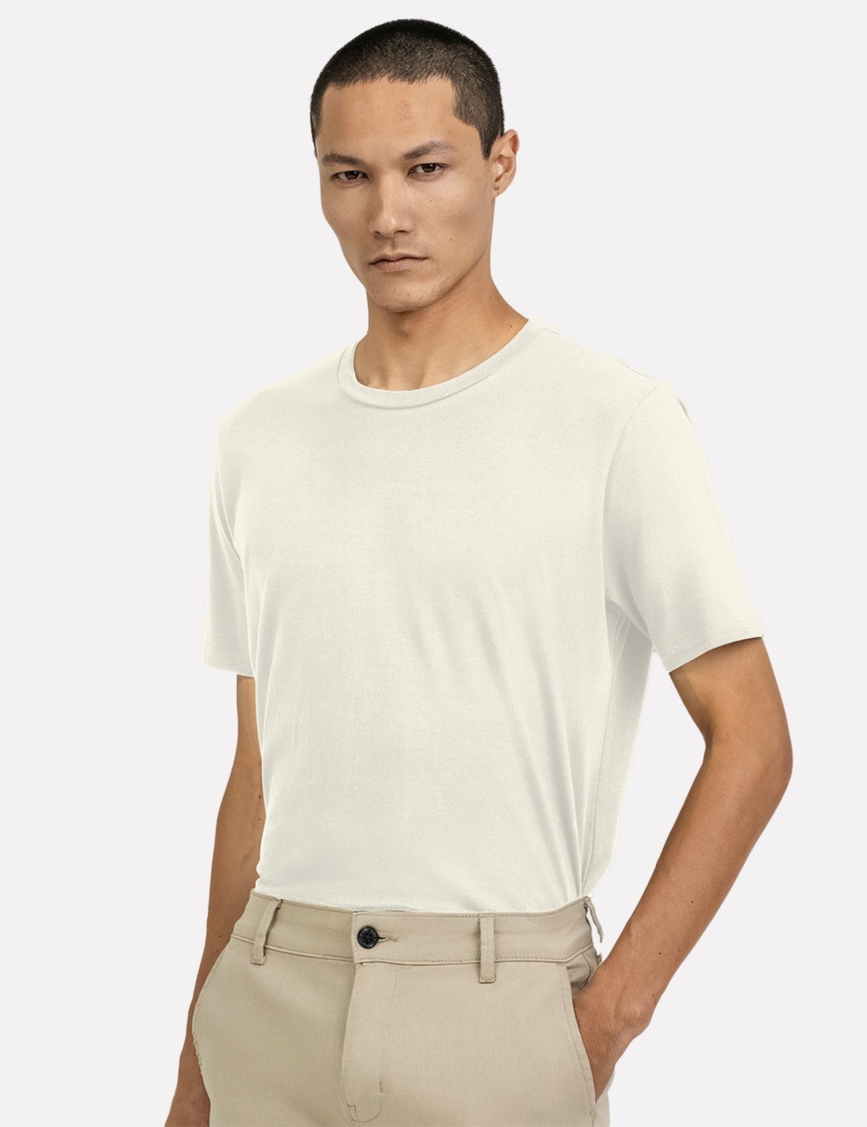Vista 3 Camiseta K&J Black masculina Regular Fio Egípcio Flex Off White King E Joe off-white black King E Joe off-white black