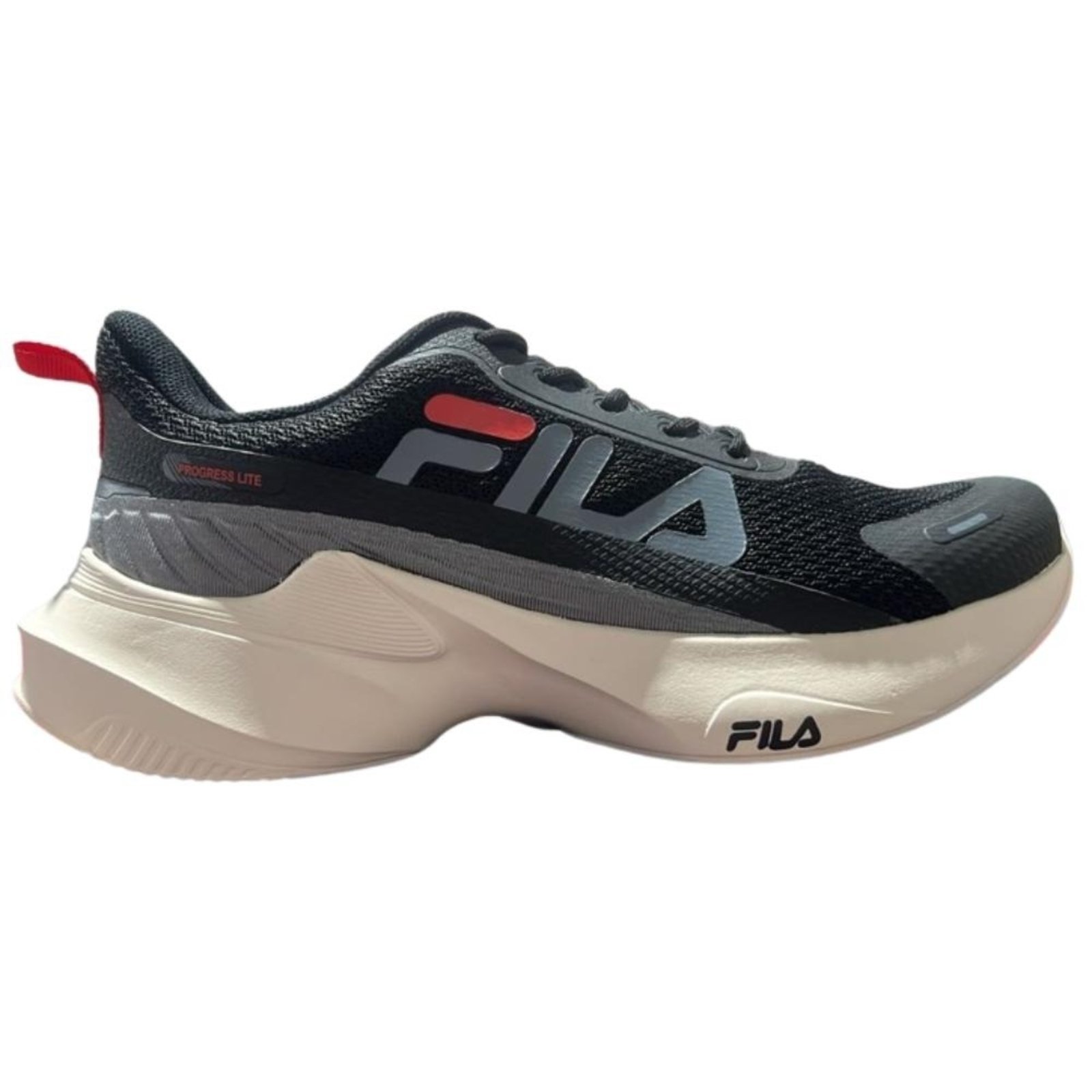 Tênis Fila Progress Lite Masculino - Preto/grafite/vermelhoo