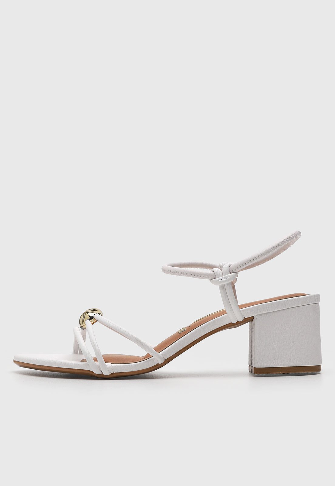 Vista 2 Sandália Feminina Vizzano Tiras Salto Bloco Branca branco VIZZANO branco