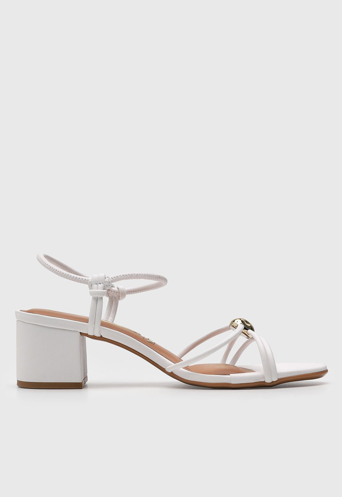 Vista 3 Sandália Feminina Vizzano Tiras Salto Bloco Branca branco VIZZANO branco