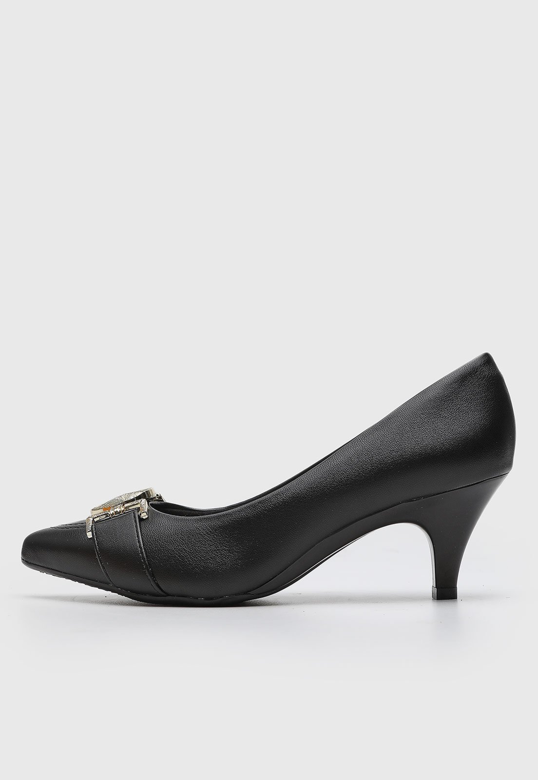 Scarpin Feminino Beira Rio Bico Fino Detalhe Metálico Preto
