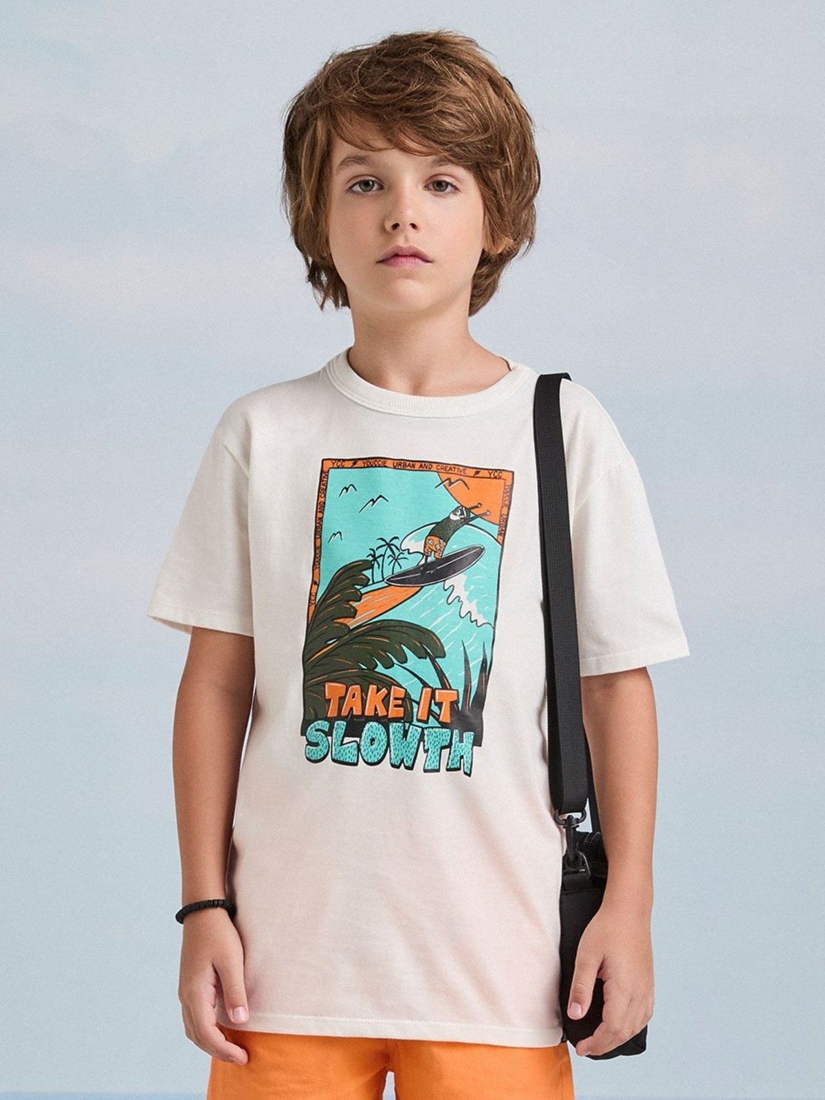Infantil - Camiseta Off White Estampa Surfista