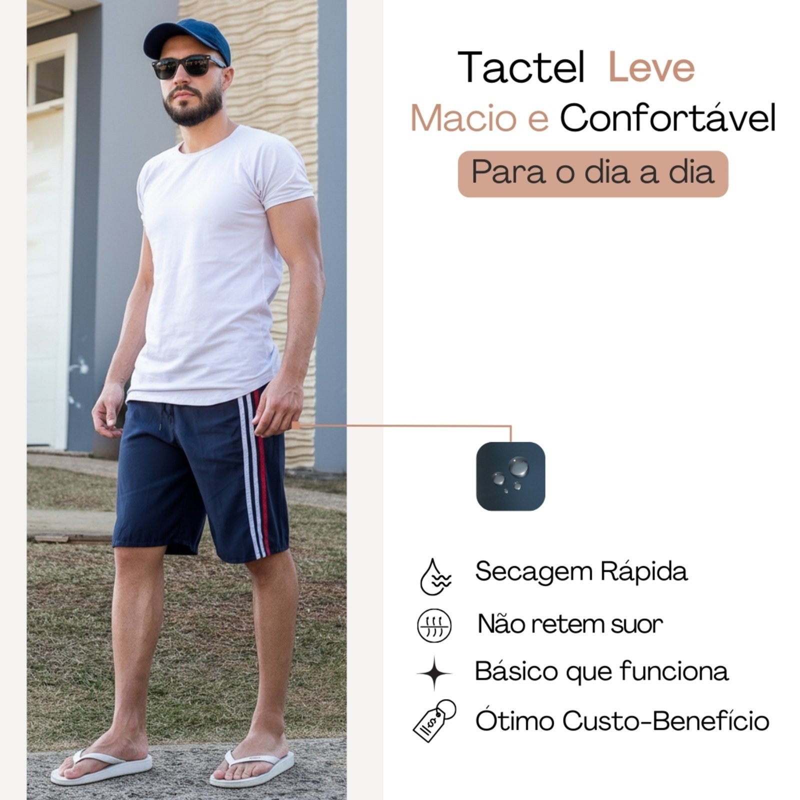 Vista 3 Bermuda Masculina Frent`s Tactel Basica Com Listras laterais Esporte Frent's azul/azul marinho Frent's azul/azul marinho