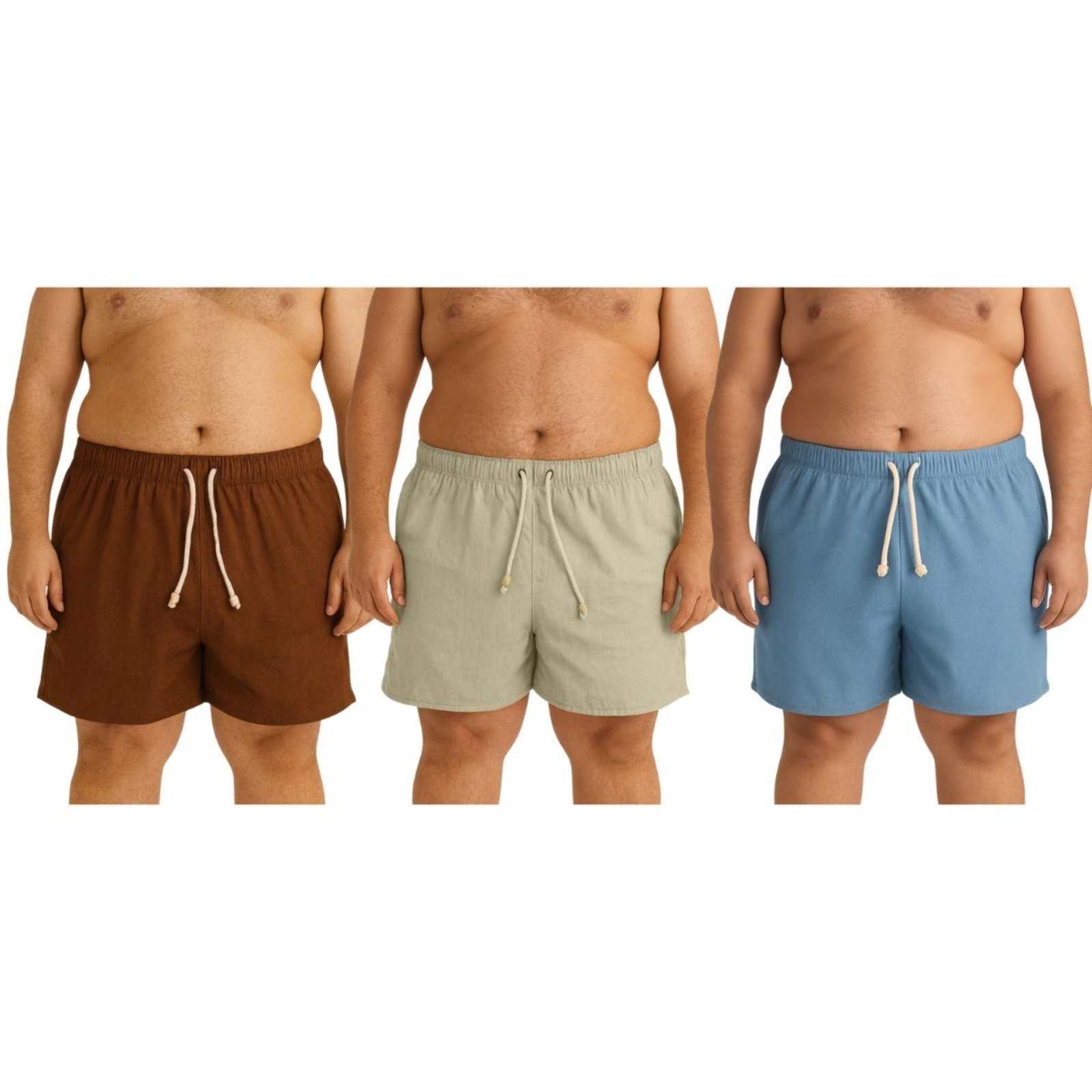 Kit 3 Shorts de Linho Premium Bermuda Masculina Moda Praia Luxo