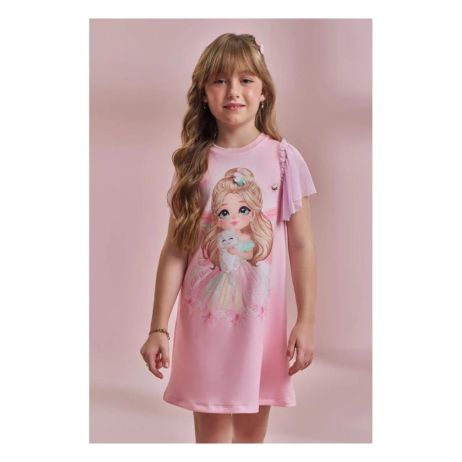 Infantil - Vestido Menina Estampado Kukiê 10 Unico