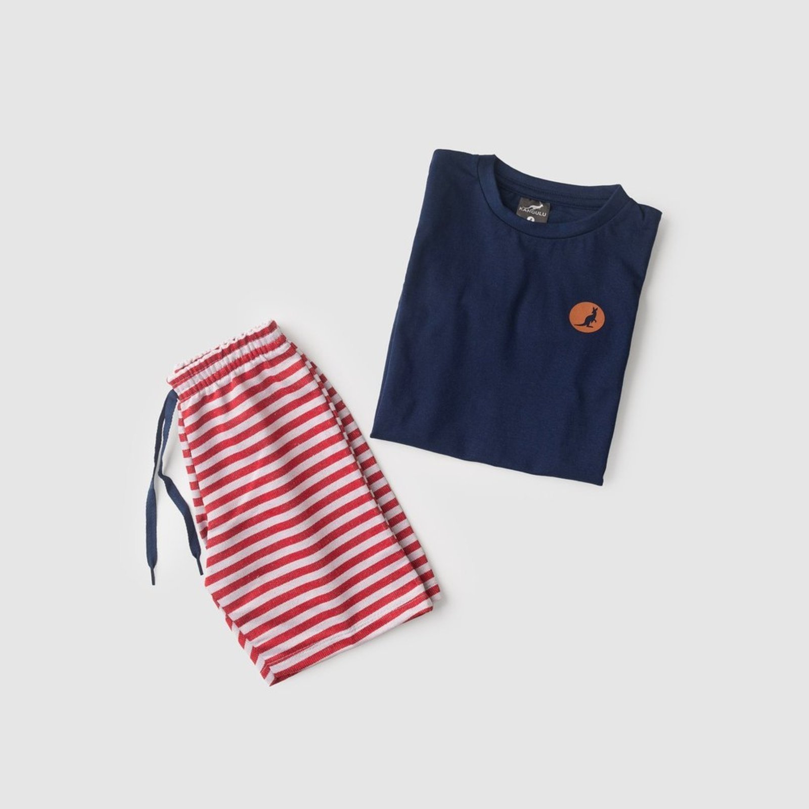 Vista 3 Infantil - Conjunto Verão Menino Camiseta e Bermuda Clássico Com Listras ROSA AZUL KIDS azul marinho ROSA AZUL KIDS azul marinho