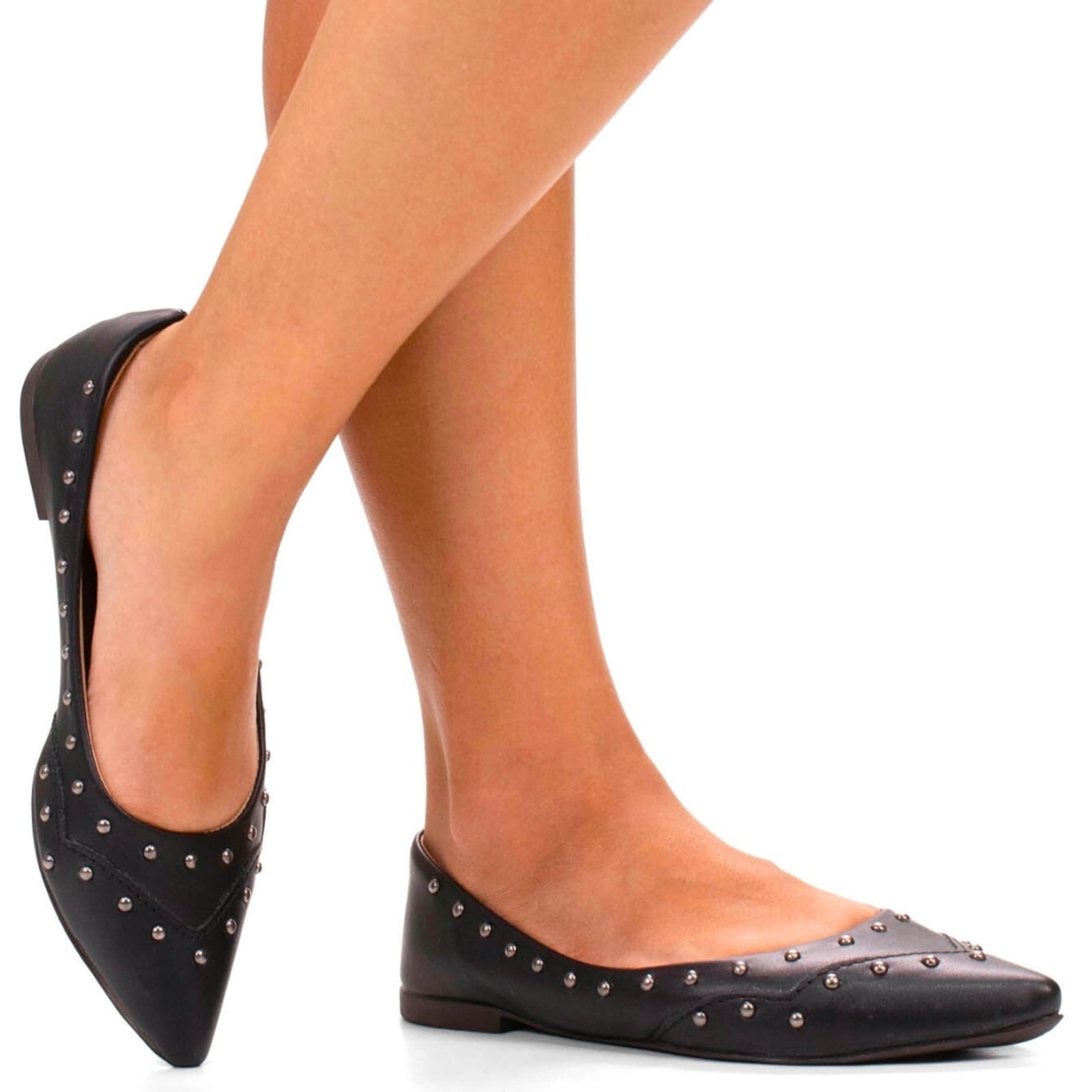 Sapatilha feminina confortável casual moderna spikes Napa Preto