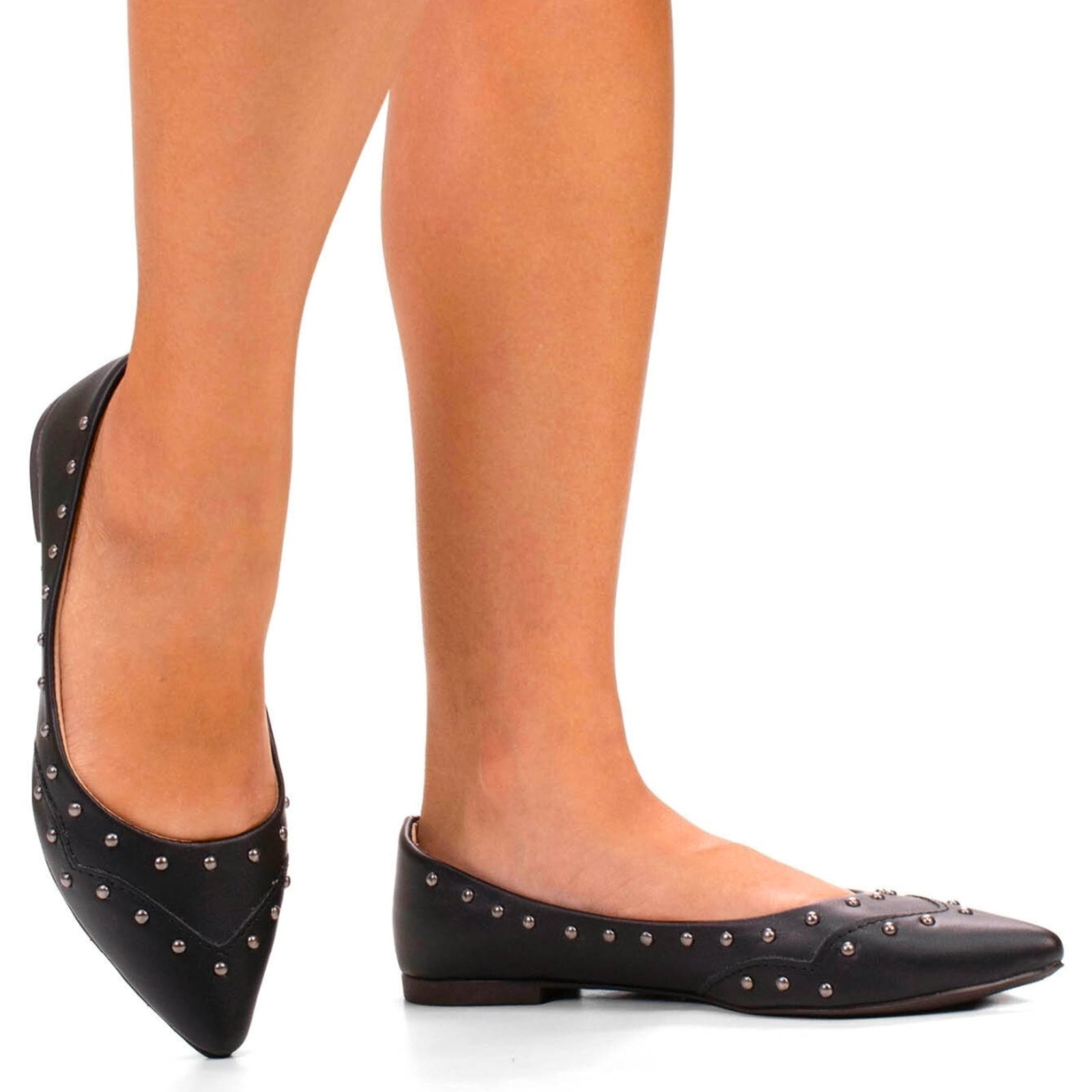 Vista 3 Sapatilha feminina confortável casual moderna spikes Napa ZATURE STORES preto ZATURE STORES preto