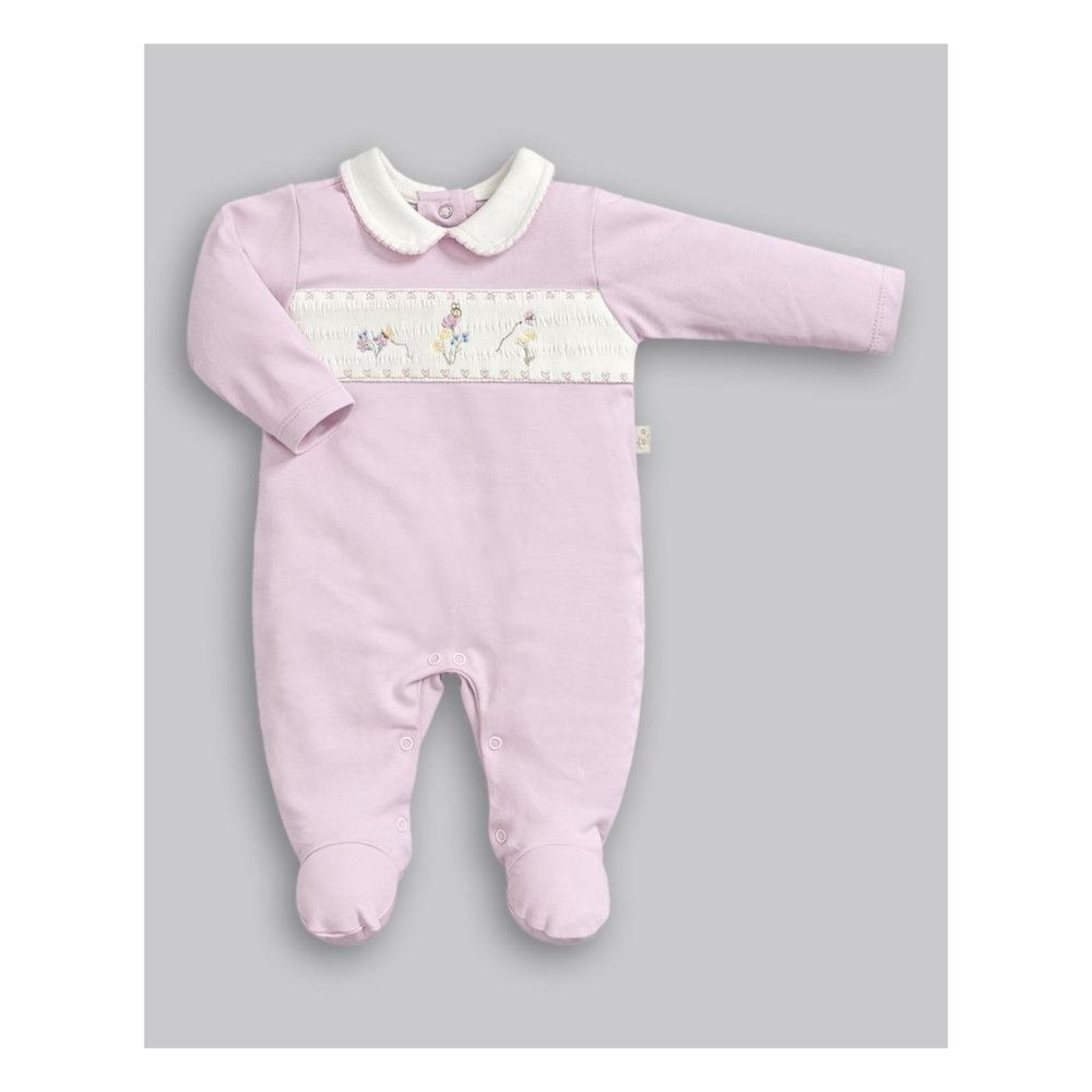 Infantil - Macacão Longo de Suedine Bordado Gola Boneca Anjos Baby P Roxo