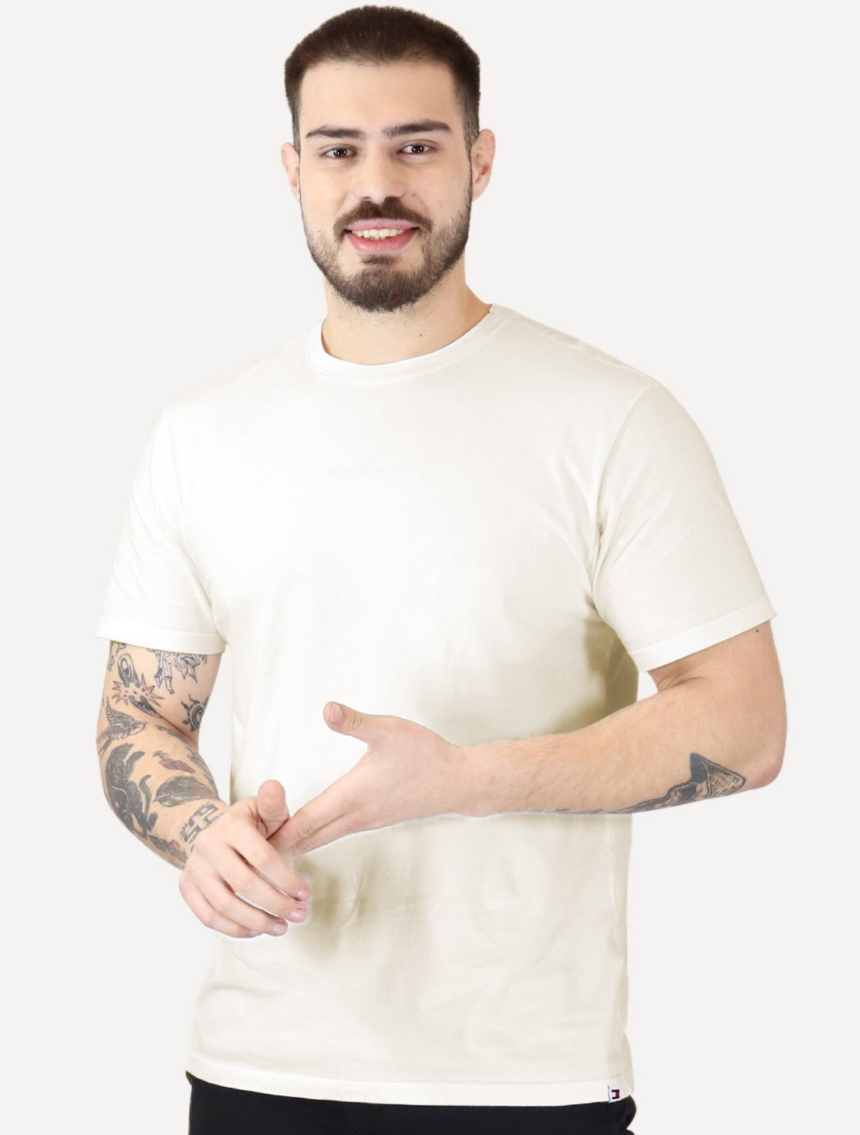Vista 2 Camiseta Tommy Jeans Masculina Linear Gel Off-White off-white white Tommy Jeans off-white white