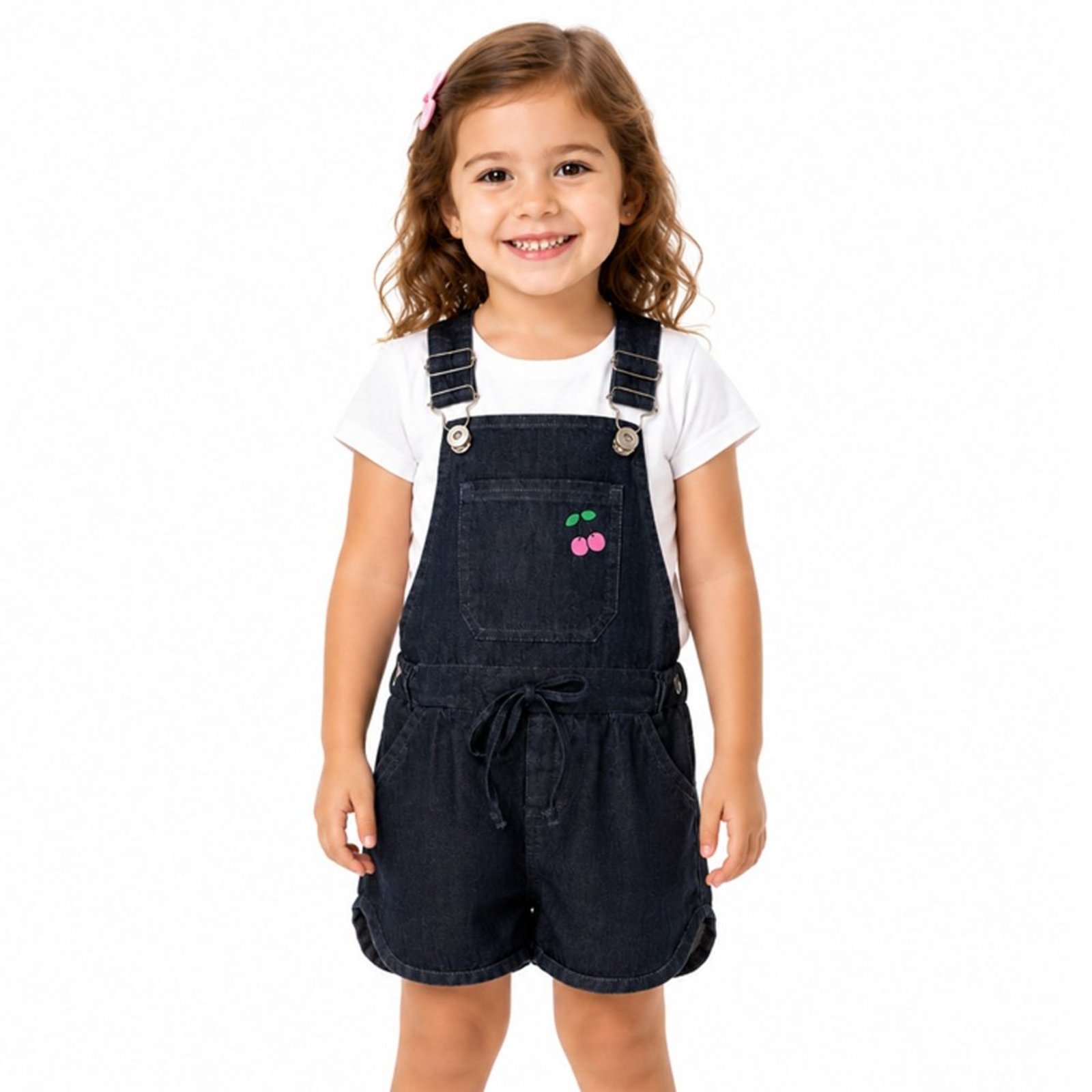 Infantil - Jardineira Look Jeans Cereja Jeans