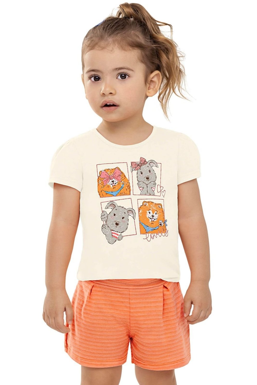 Infantil - Conjunto Menina Cachorrinhos Elian Bege