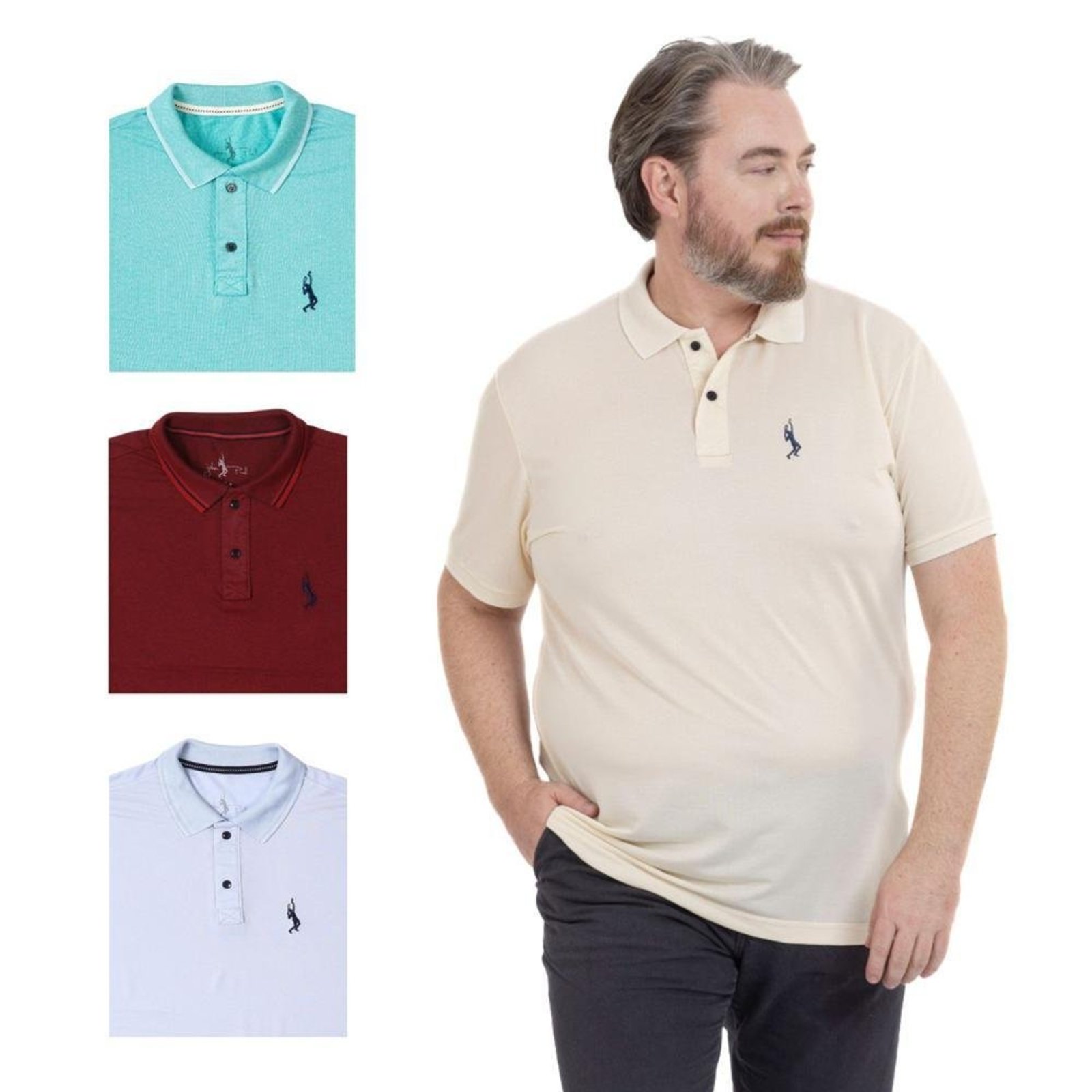 Kit 4 Camisa Polo Plus Masculina Dia a Dia
