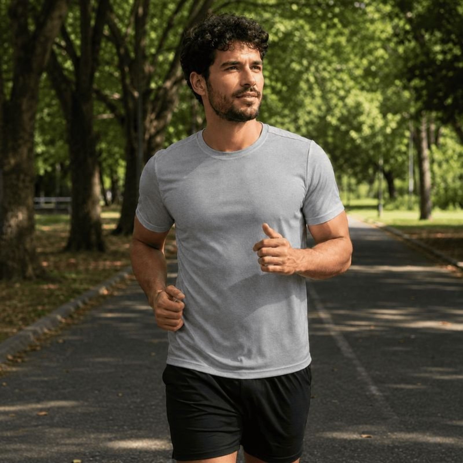 Camiseta Esportiva Masculina Slim Fitness Dry Fit Academia - Cinza