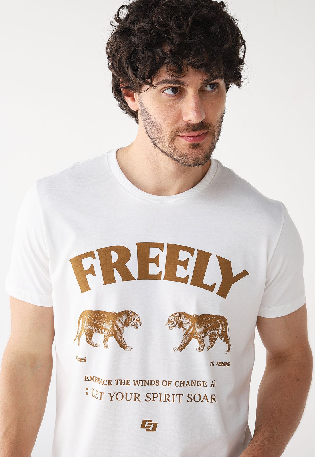 Camiseta Colcci Reta Estampada Branca