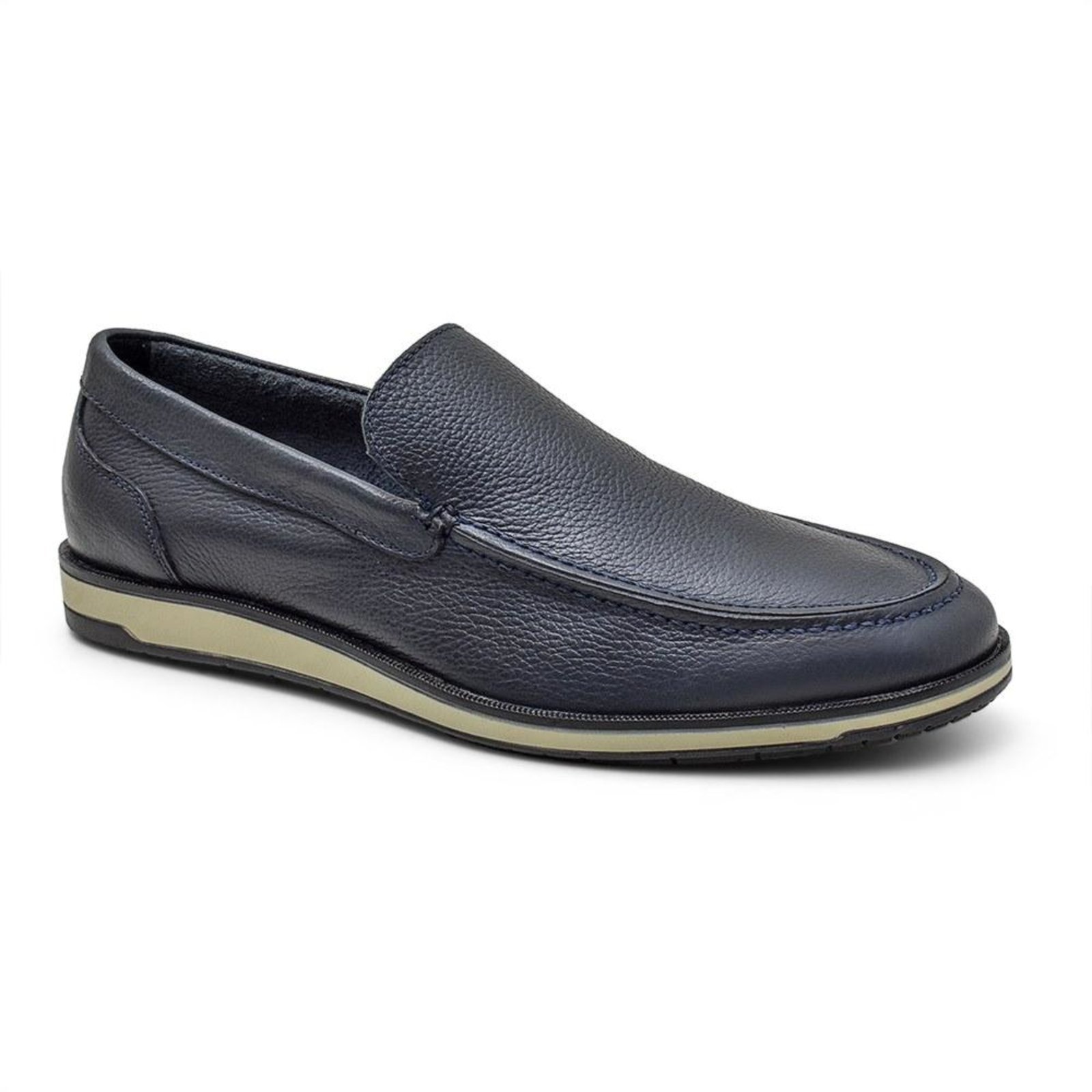 Mocassim Masculino Sapato Couro Clássico Confortável Azul 37 Azul