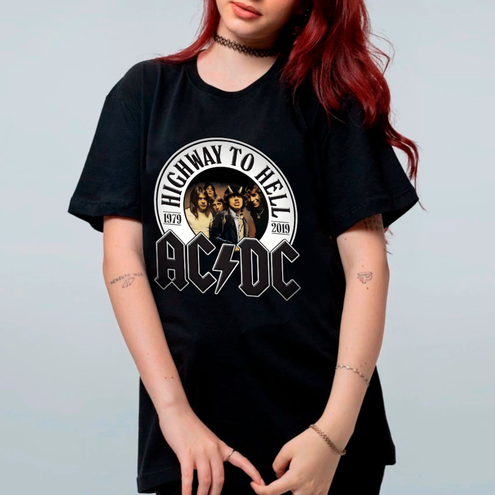 Camiseta Básica Design Exclusivo Highway To Hell AC/DC Unissex Preto