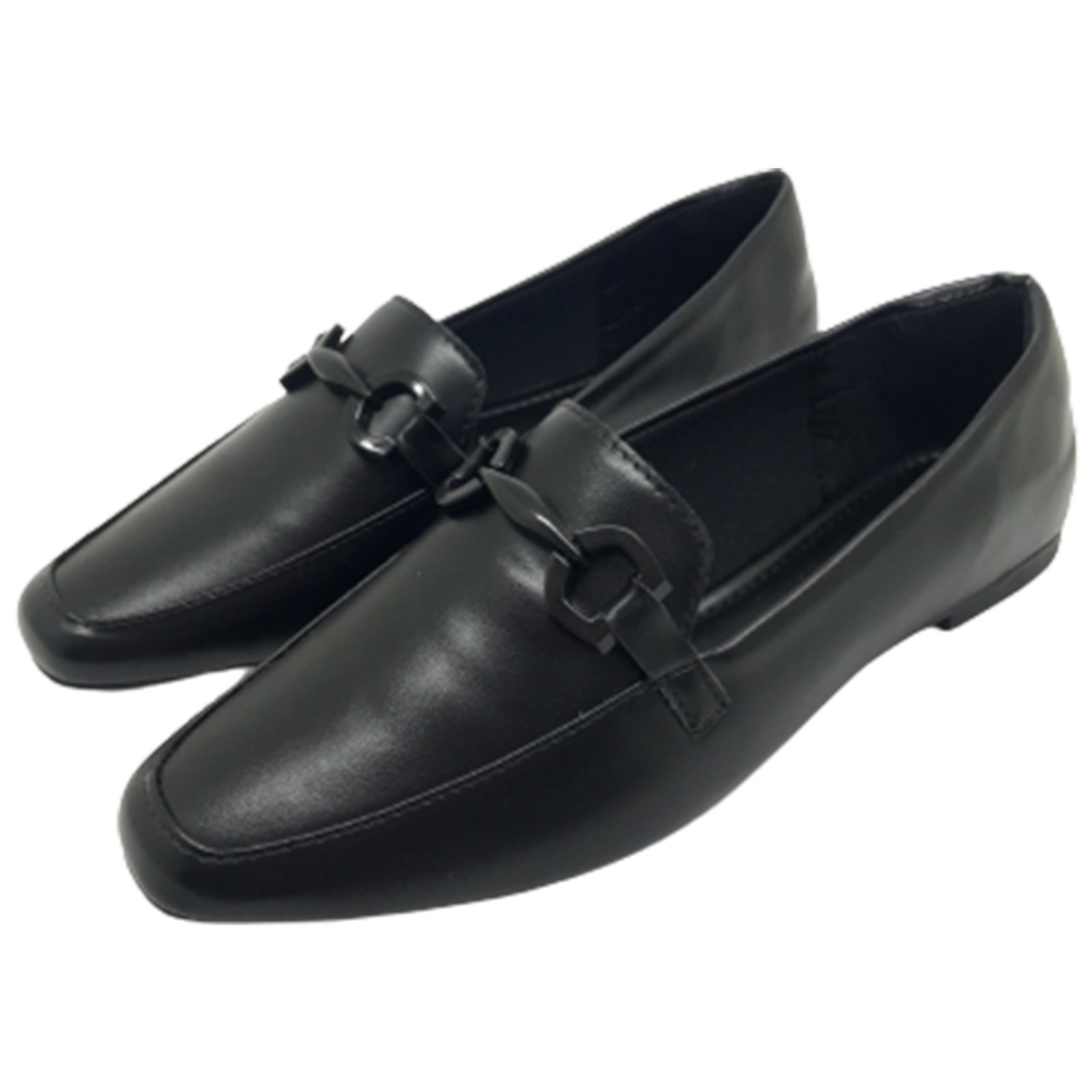 Sapato Feminino Mocassim CM Calçados Confort Bico Quadrado Santorine Preto
