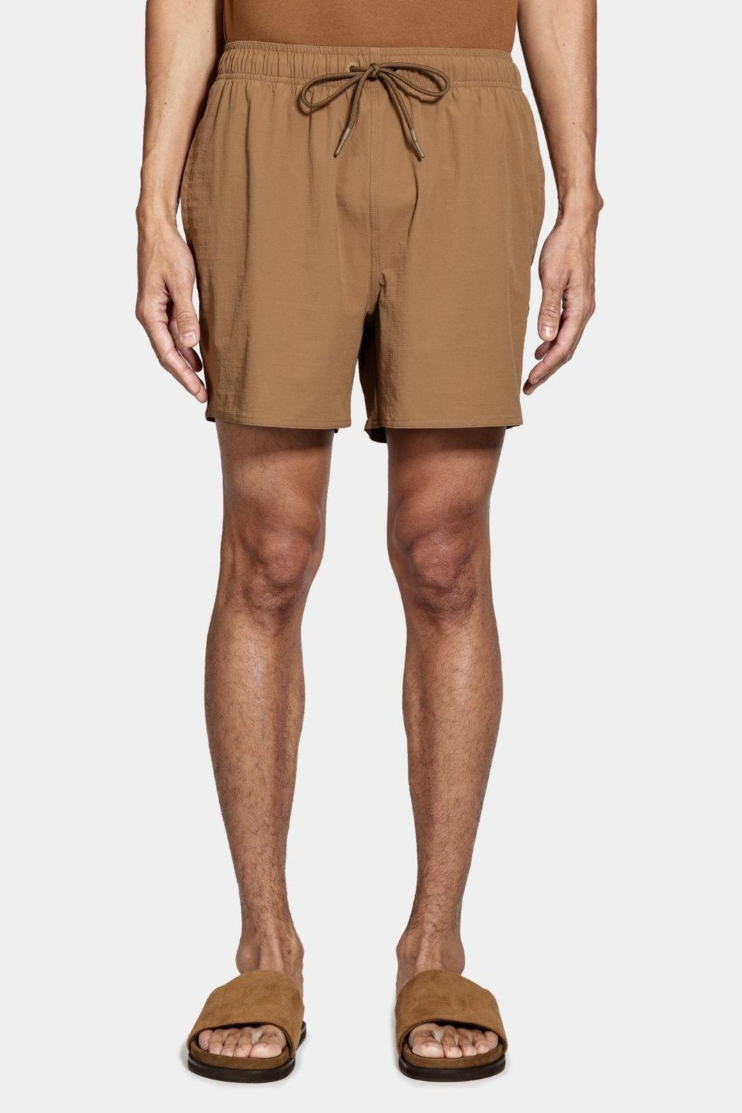 Shorts Aramis de Elástico Liso Maquinetado Cáqui