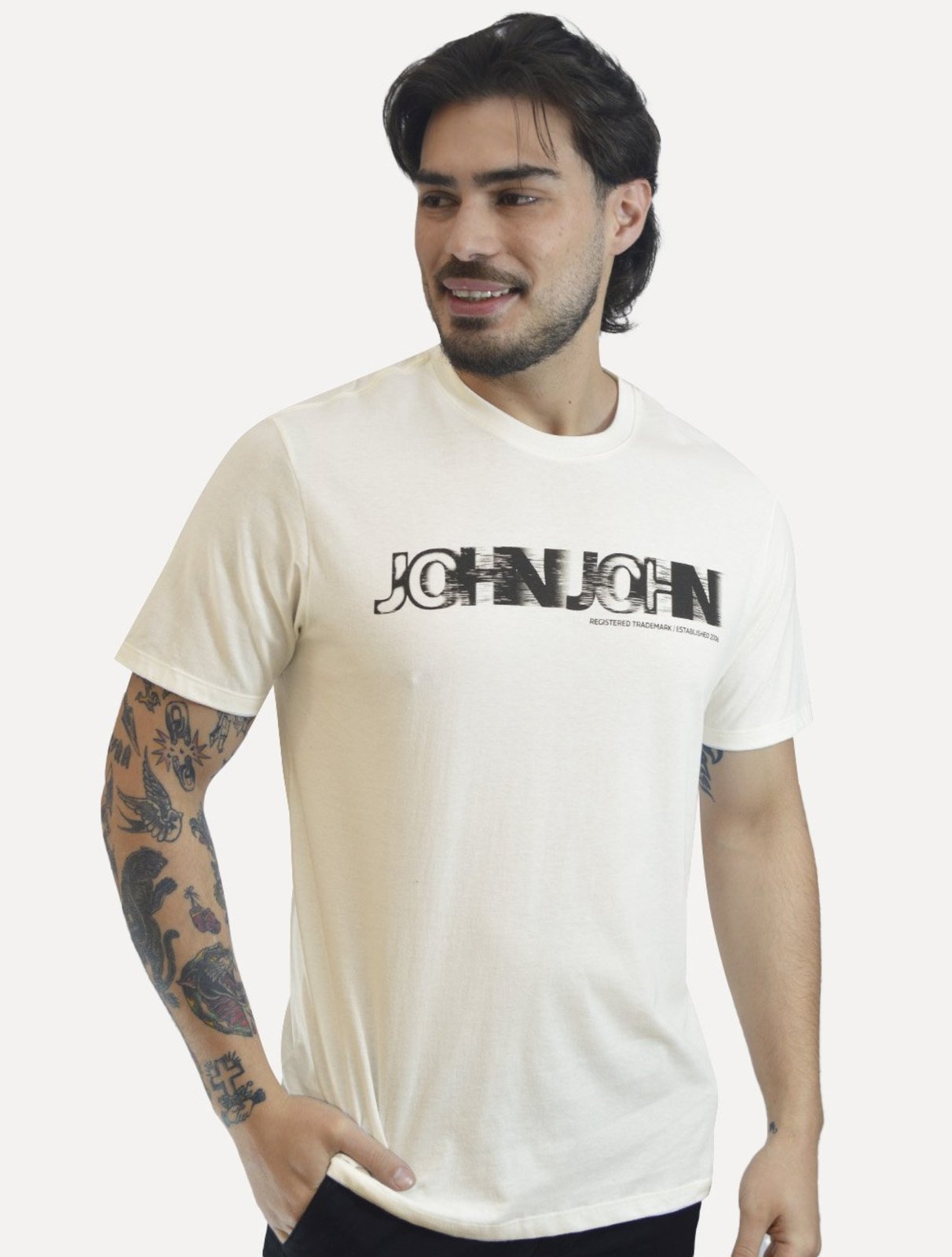 Camiseta John John Masculina Regular Fit Ghost Off White