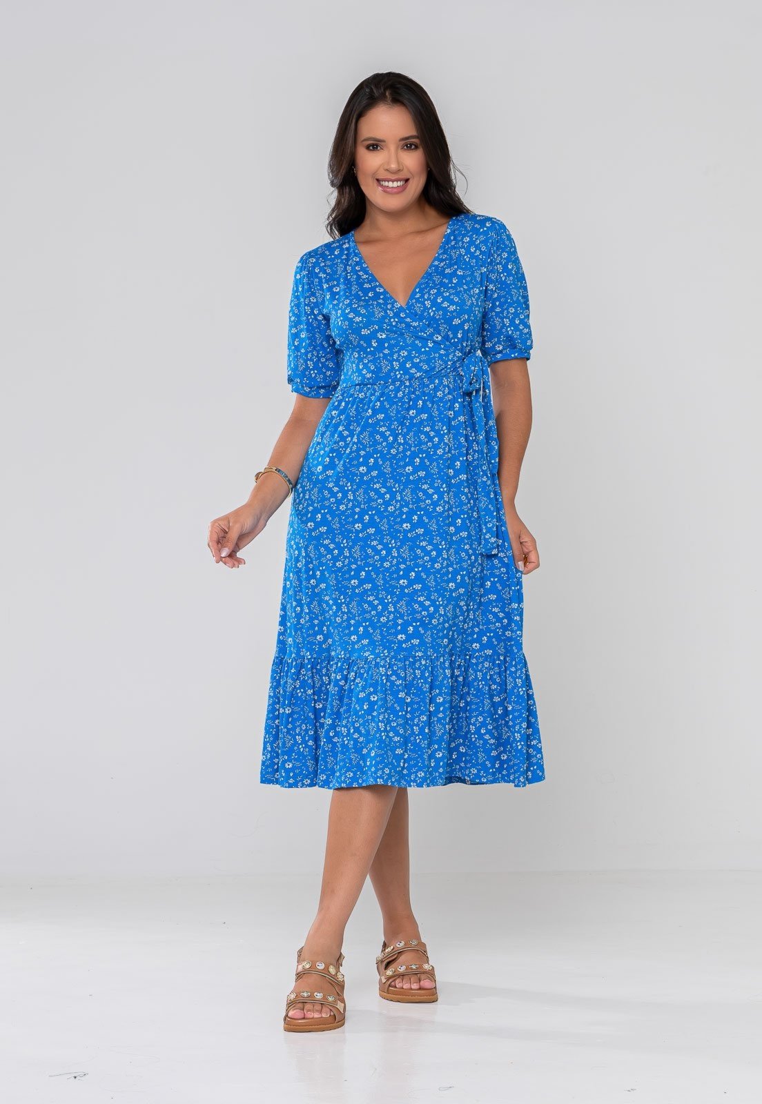 Vista 2 Vestido Aura Manuela Floral Delicado azul Aura azul