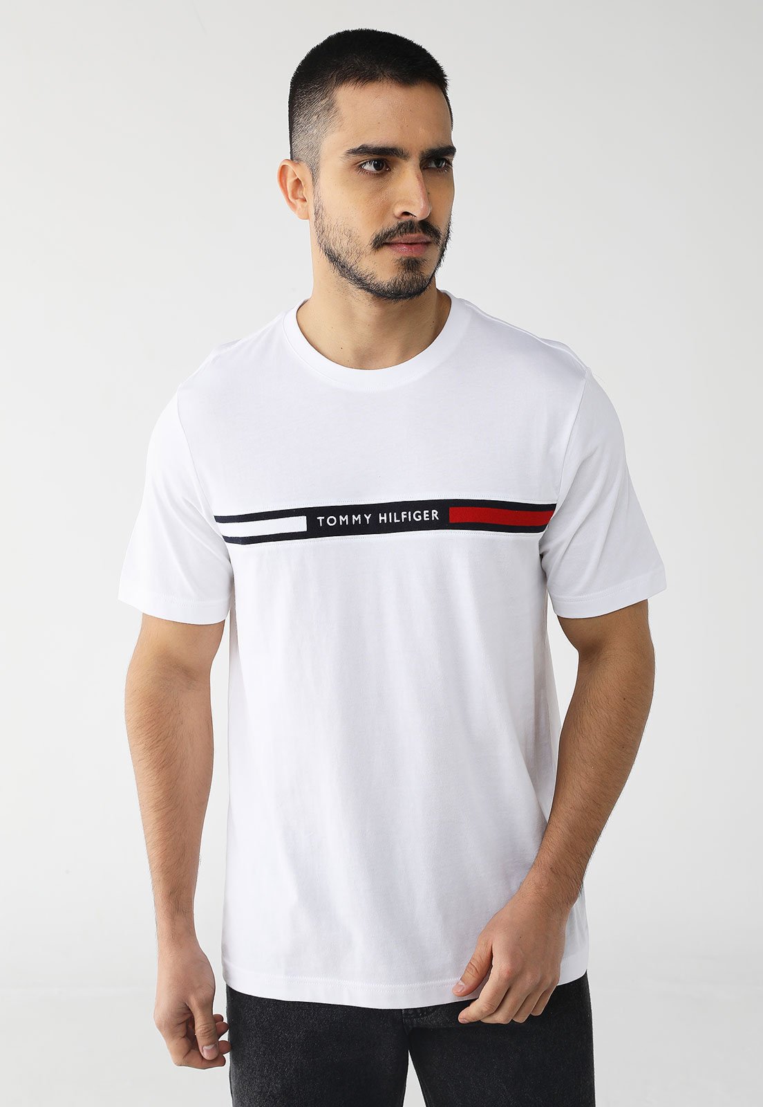 Camiseta Tommy Hilfiger Reta Flag Box Branca