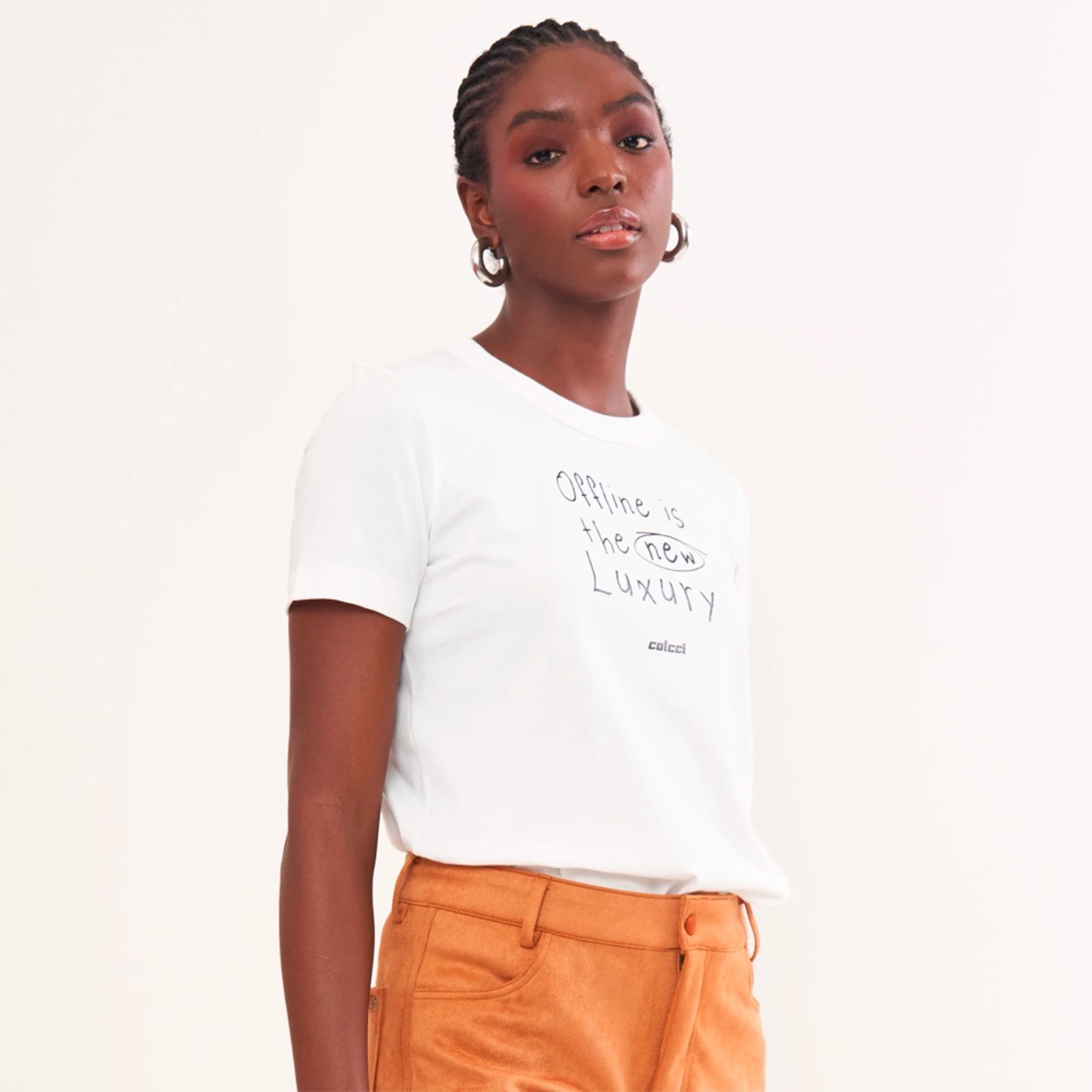 Vista 2 Camiseta Colcci Luxury Pr26 Off White Feminino amarelo white Colcci amarelo white