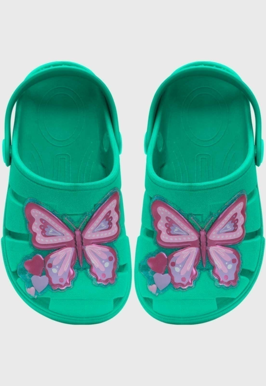 Infantil – Sandalia Babuche Pópidi Menina Borboleta Verde