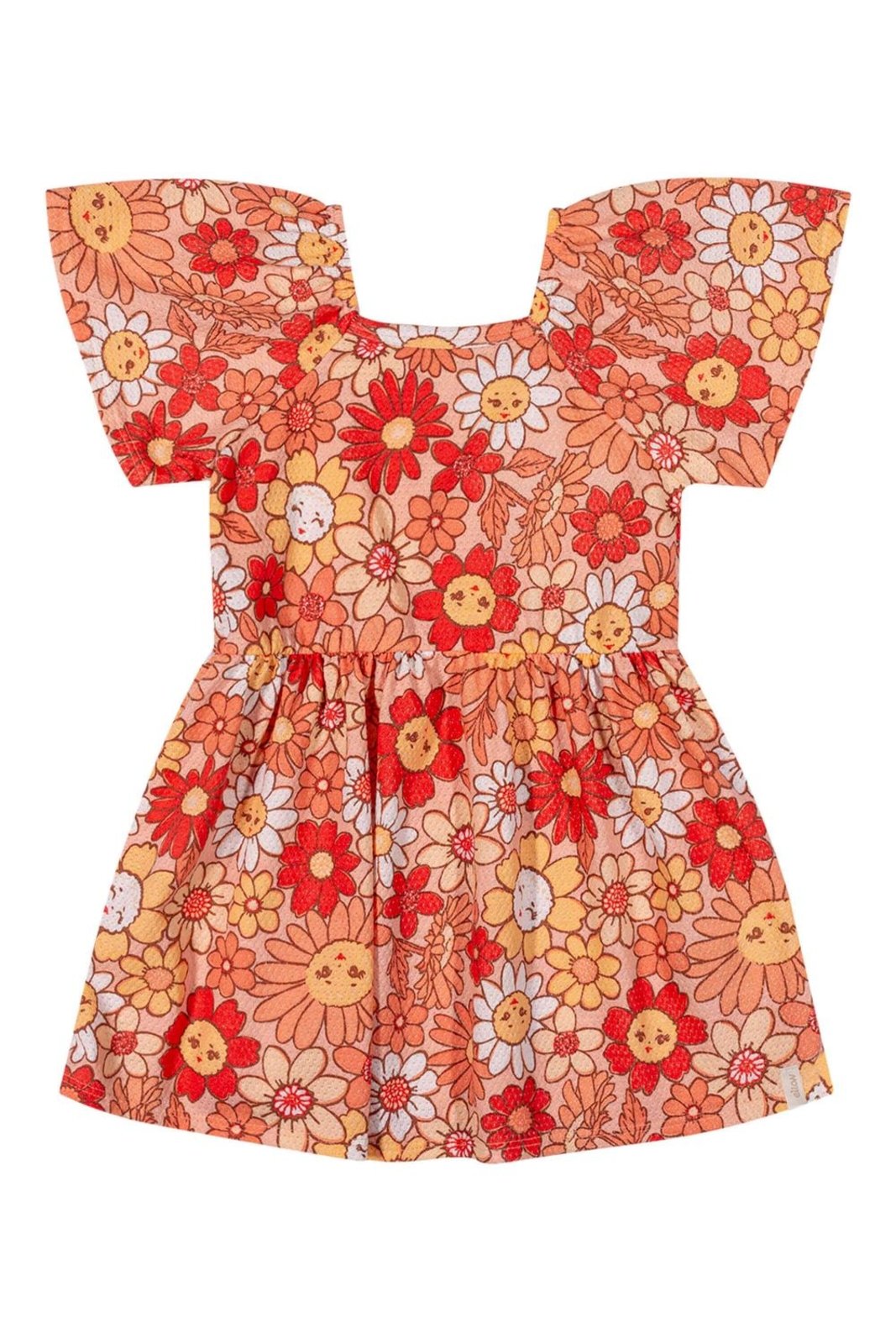 Infantil – Vestido Menina Floral Alegre Elian Laranja
