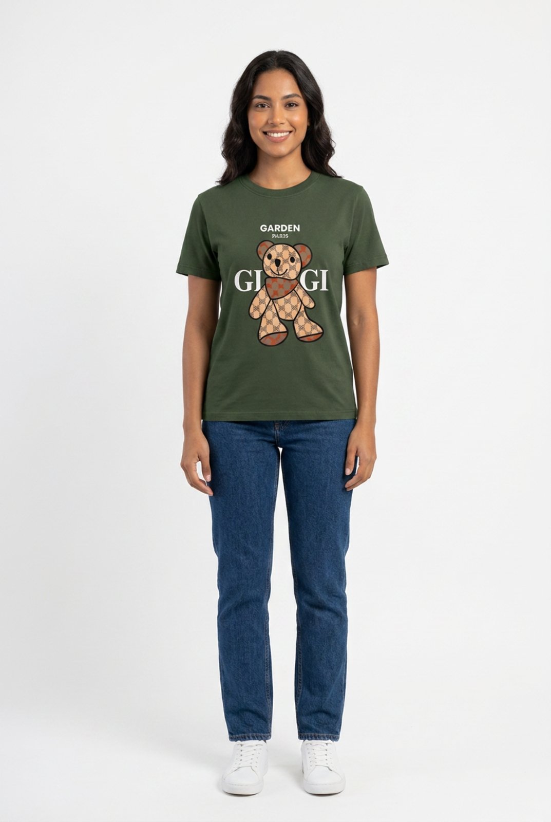T-shirt Feminina D Bell Outlet Ursinho Verde