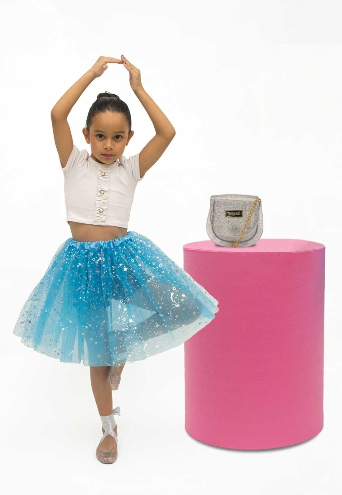Vista 3 Infantil - Kit Bolsa E Sapatilha Bailarina Pópidi Menina Glitter prata Pópidí prata